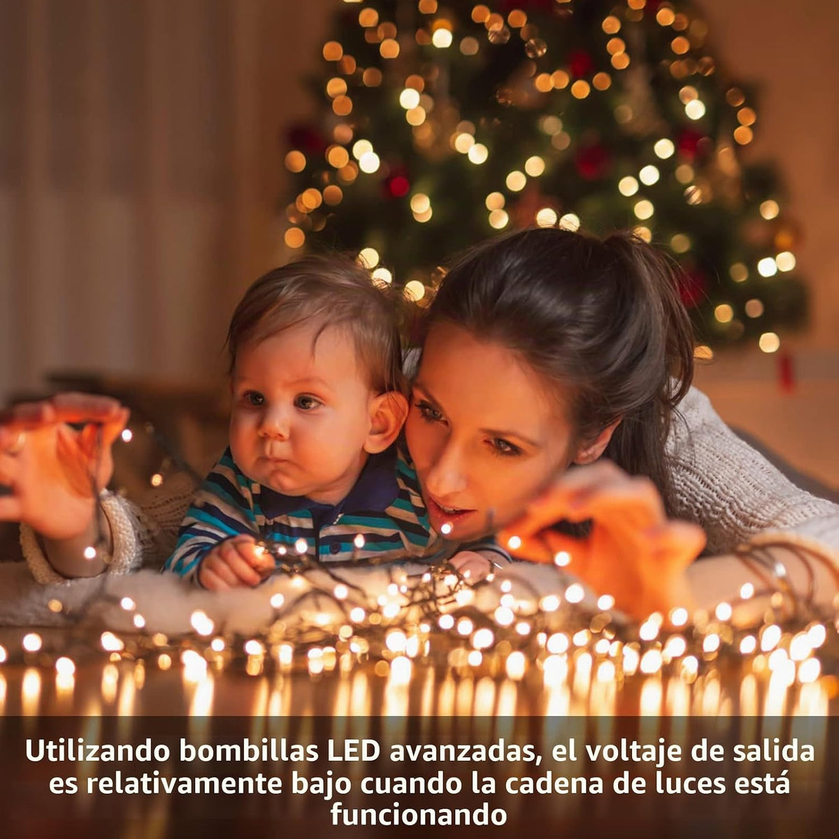 VIL Luces para árbol de Navidad con anillo, 6.6 pies, 8 líneas, 280...