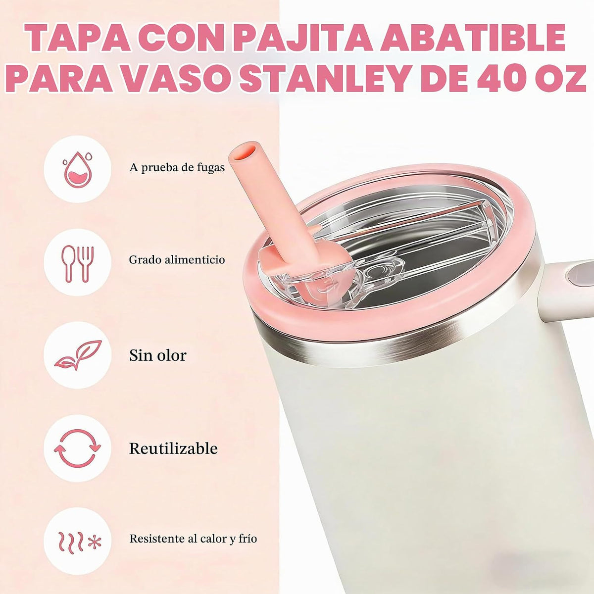 Stanley - Tapa de repuesto de 40 onzas, tapa abatible con popote a...