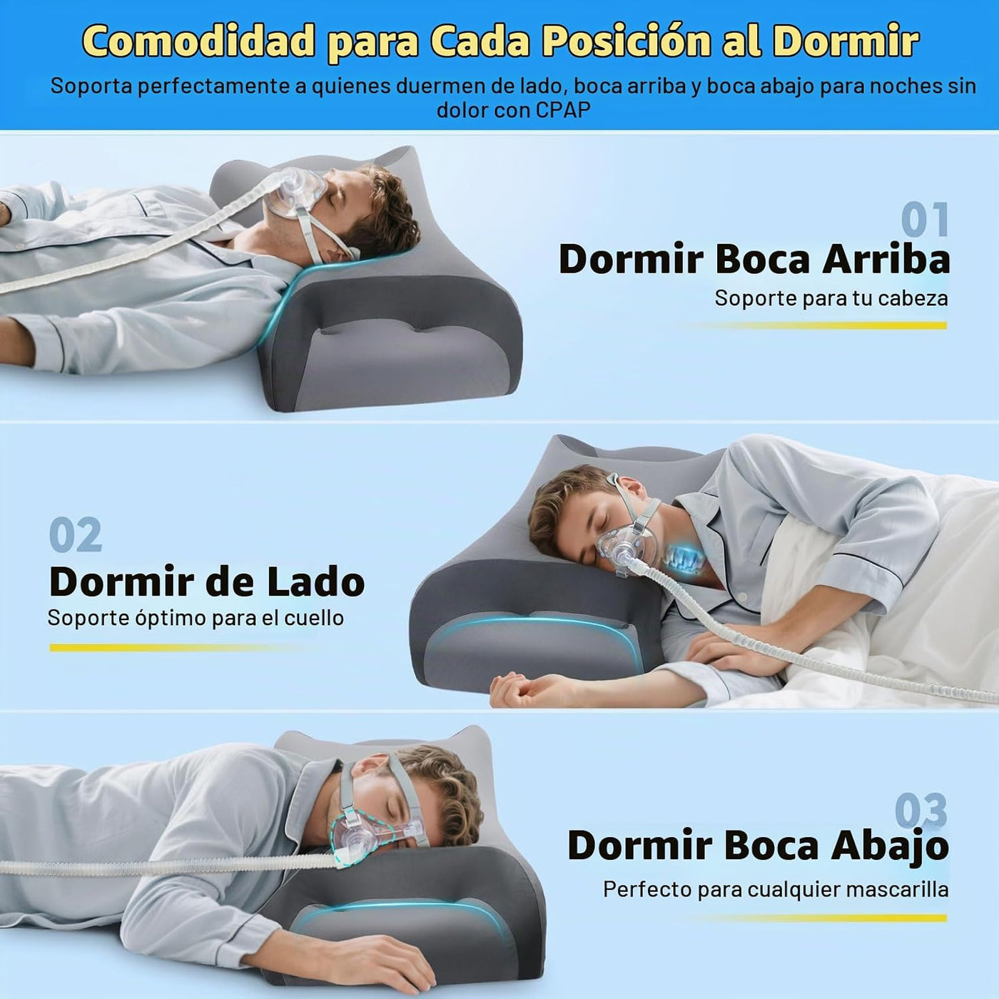 IKSTAR Almohada CPAP para personas que duermen de lado con recortes...