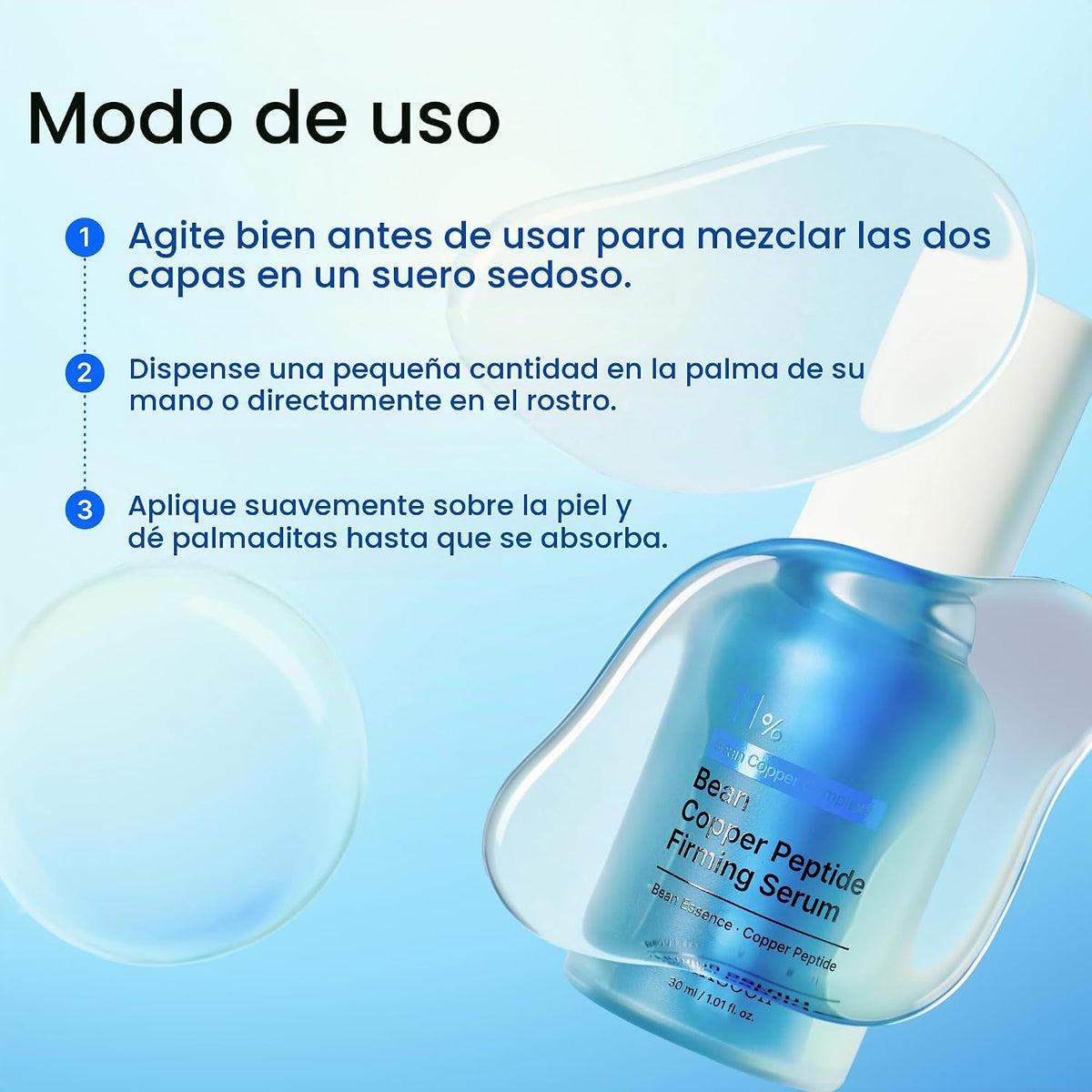 mixsoon Suero reafirmante de péptidos de cobre GHK-Cu, cuidado de l...