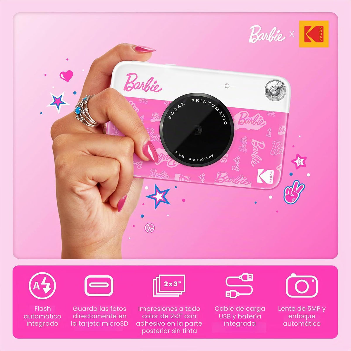 Kodak Paquete de inicio Barbie Printomatic a todo color de impresió...
