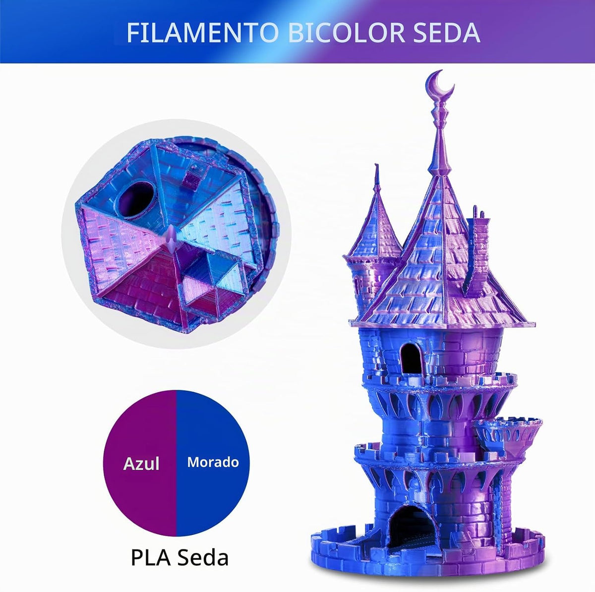 ERYONE Filamento de ácido poliláctico (PLA) de seda bicolor para im...