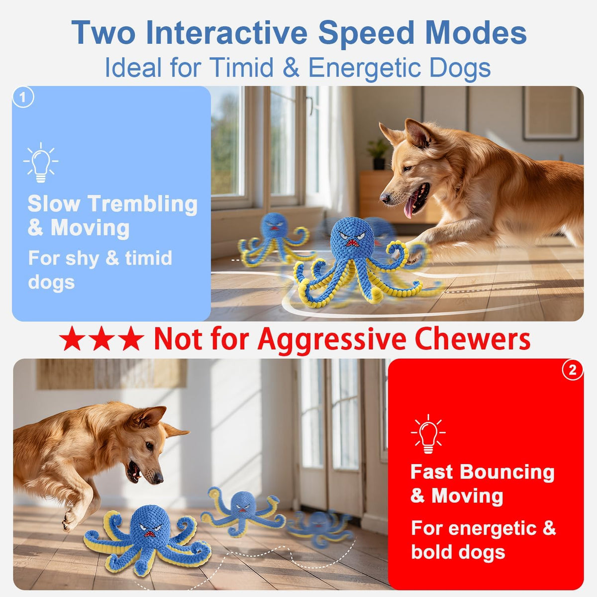 Qraxond Juguetes Interactivos para Perros Pulpo, Juguete de Salto A...