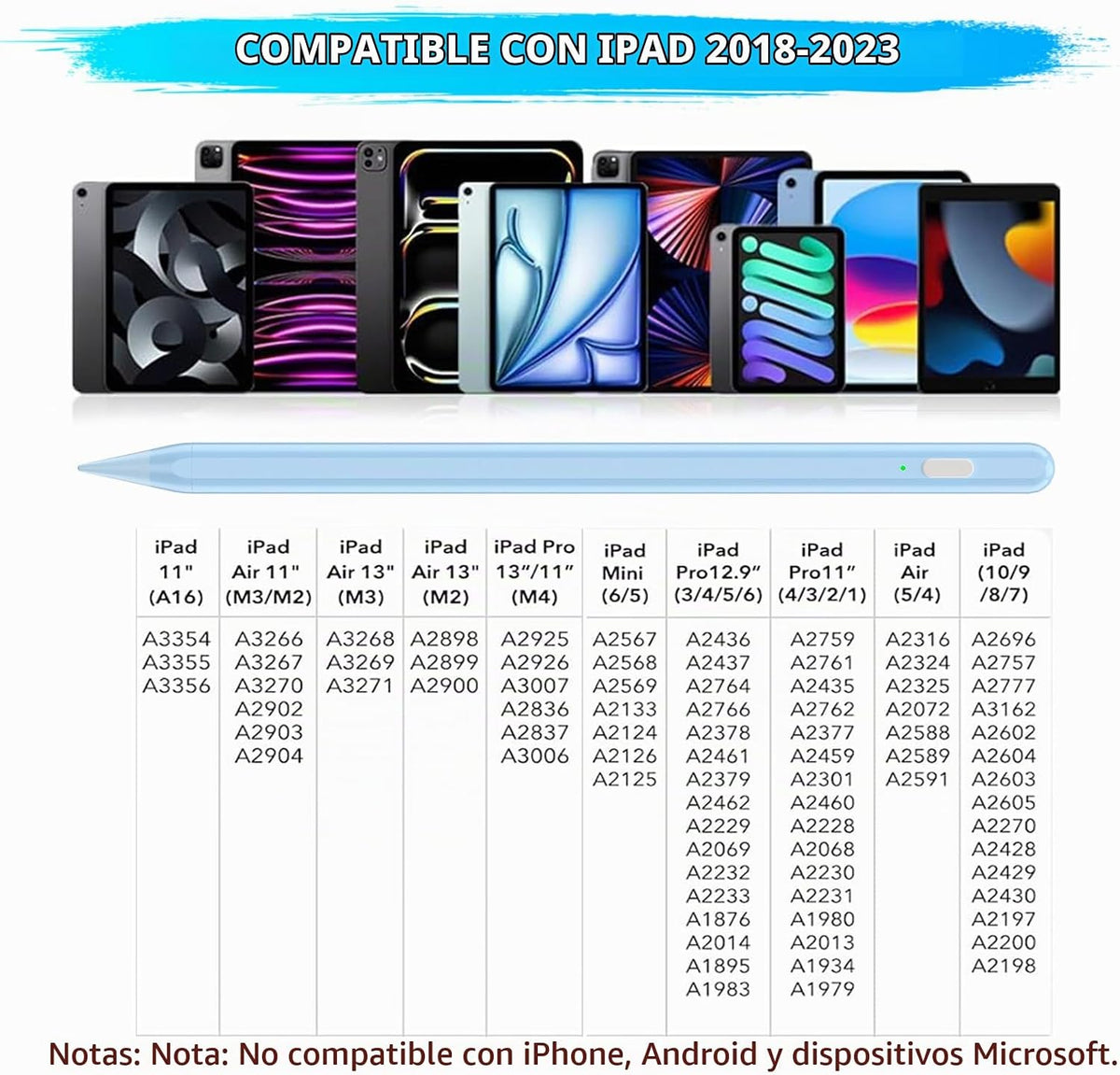 Lápiz capacitivo para iPad A16\/10ª\/9ª Generación, Carga rápida de...