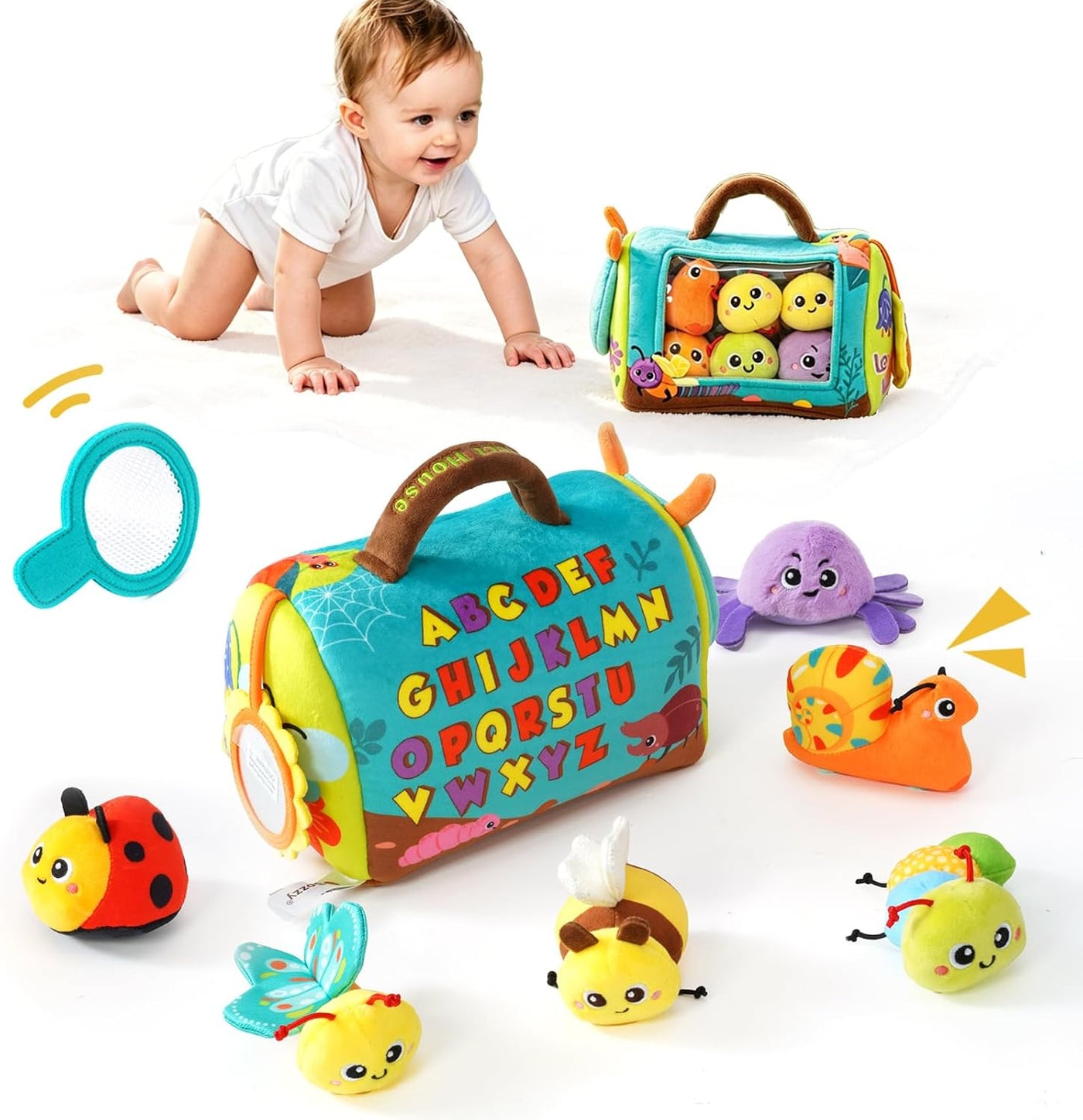 obnobm Insect House - Juego de juguetes de peluche con sonajero, ch...