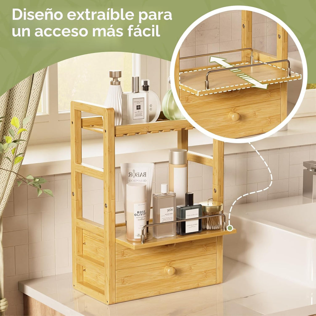AmazerBath Organizador de encimera de baño de bambú, organizador de...