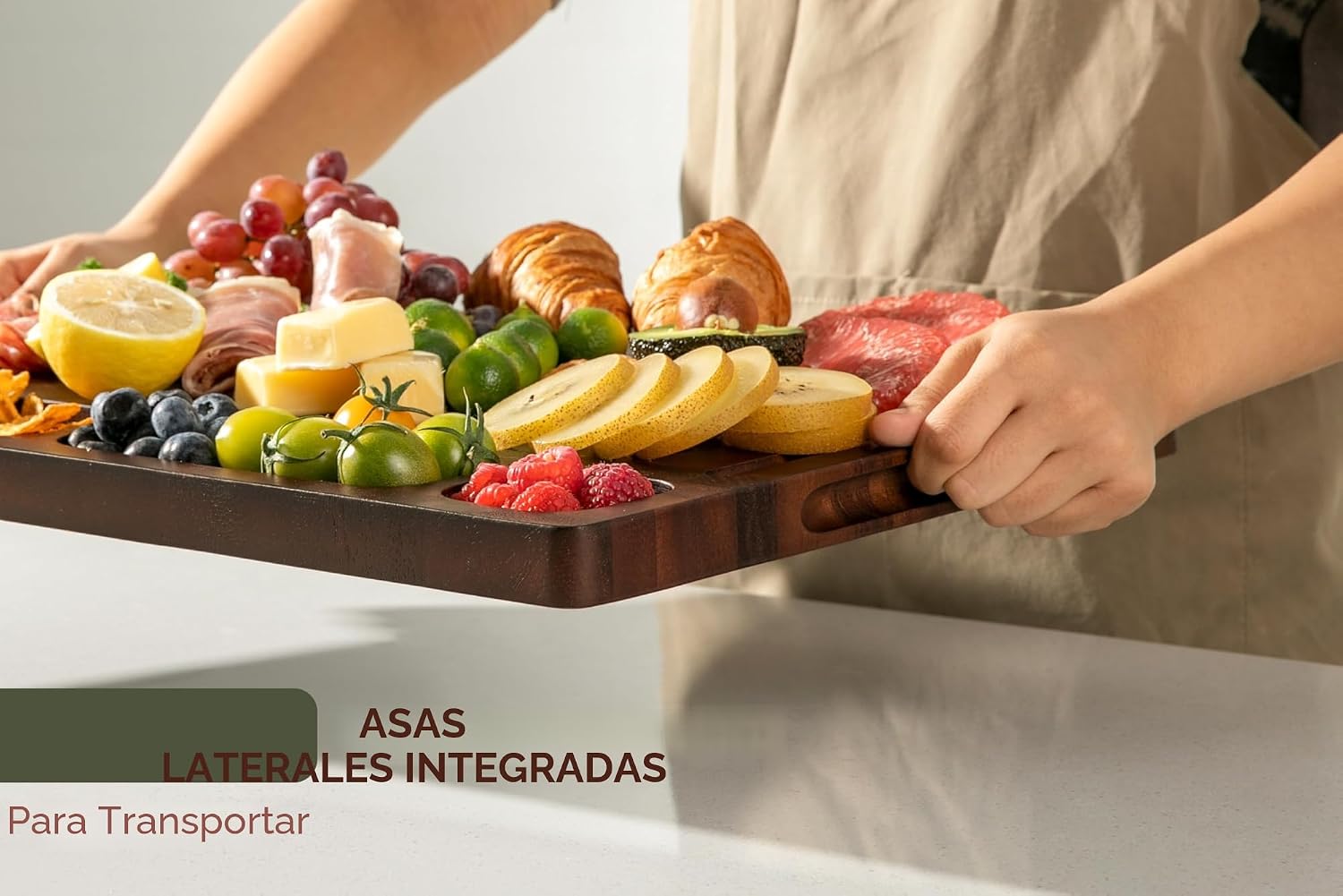 THETCHRY Tabla de cortar de nogal para cocina, tabla de cortar de m...