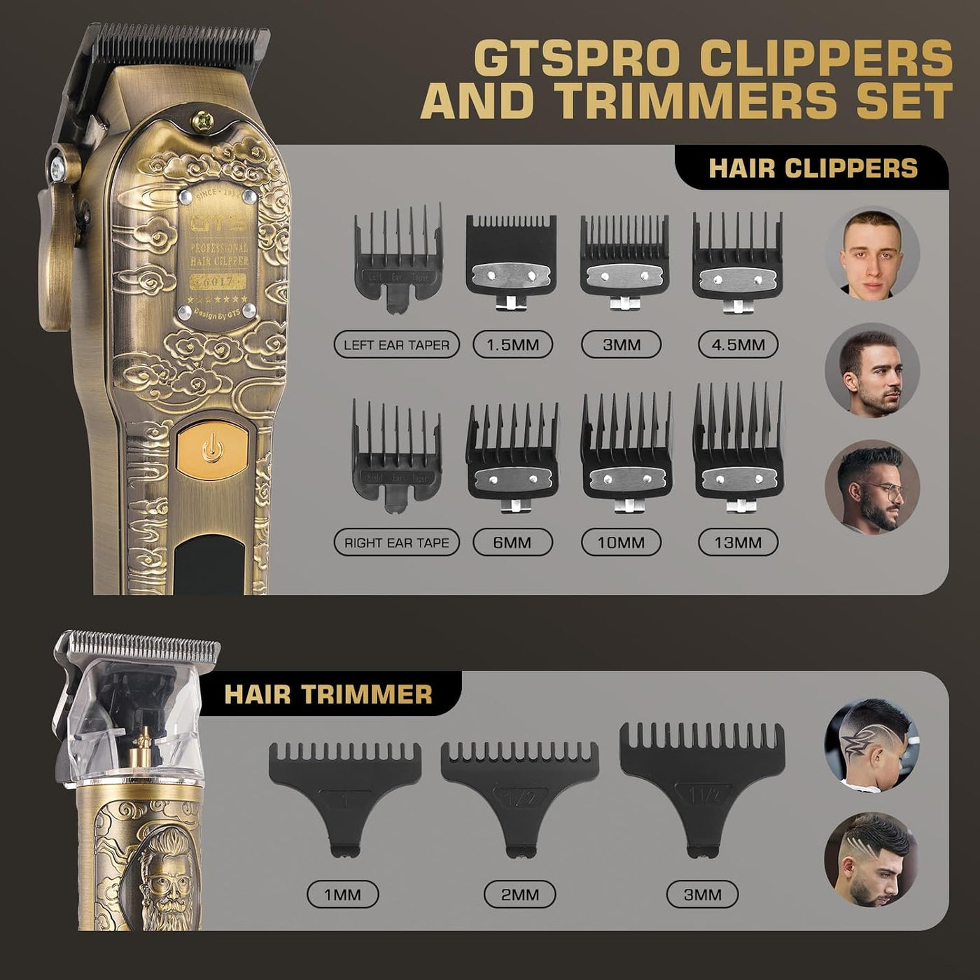 Juego de cortapelos profesional para hombres, kit de corte de pelo...