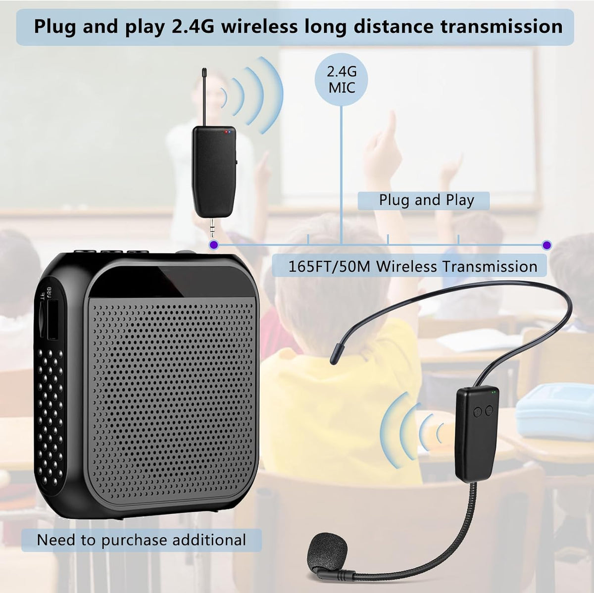Sistema de micrófono con auriculares inalámbricos profesional: micr...