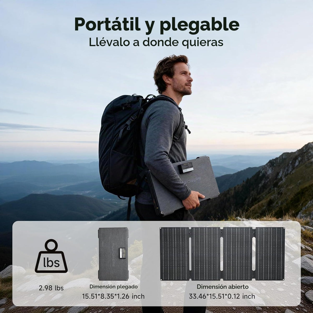 Panel Solar Plegable ALLPOWERS SE60 60W, Kit de Panel Solar Portáti...