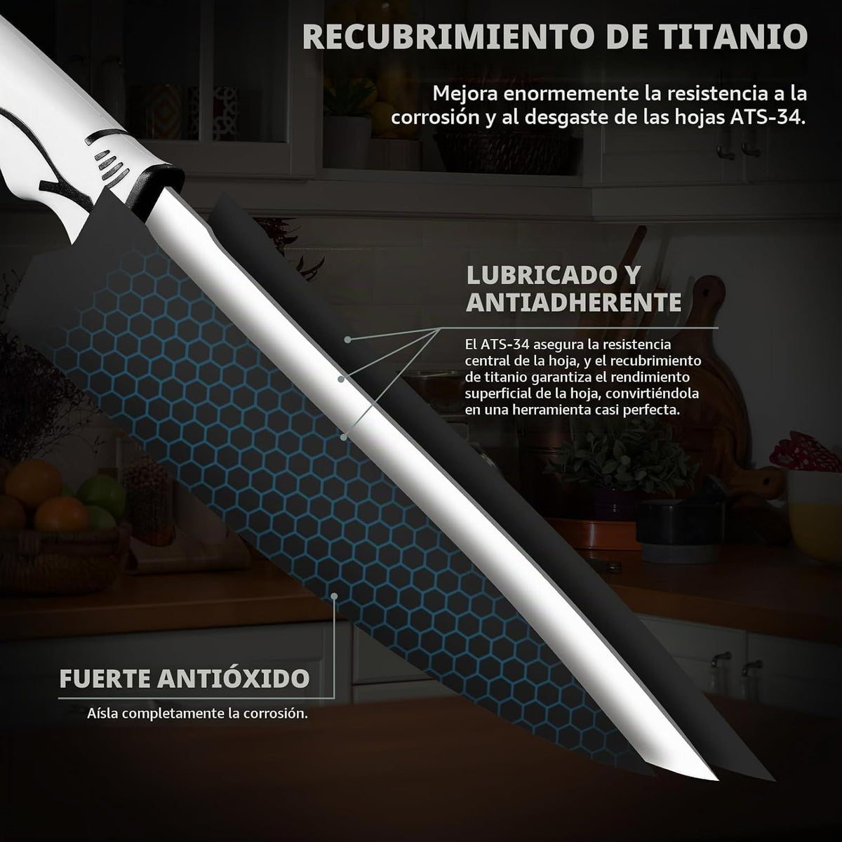 Huusk - Juego de cuchillos con afilador, juego de cuchillos de coci...