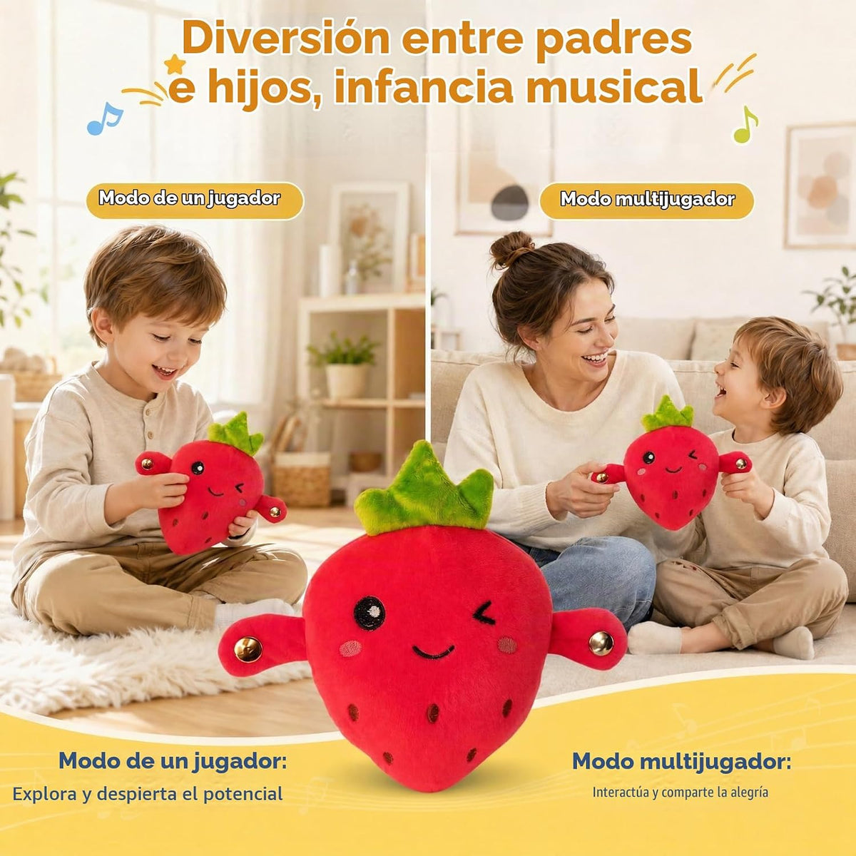 DoddyFun Juego de juguetes de peluche interactivos con música para...
