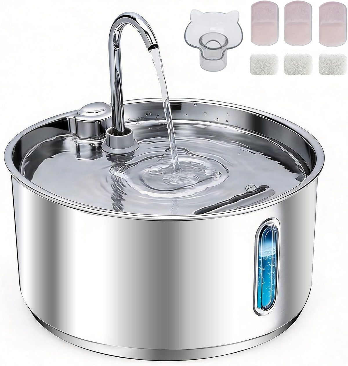 Fuente de agua de acero inoxidable para gatos, dispensador automáti...