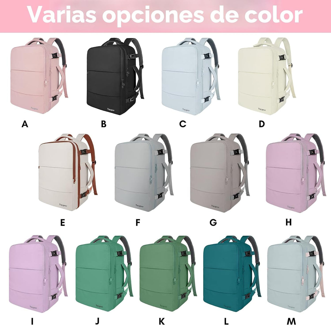 Taygeer - Mochila de viaje para mujeres, mochila de cabina con puer...