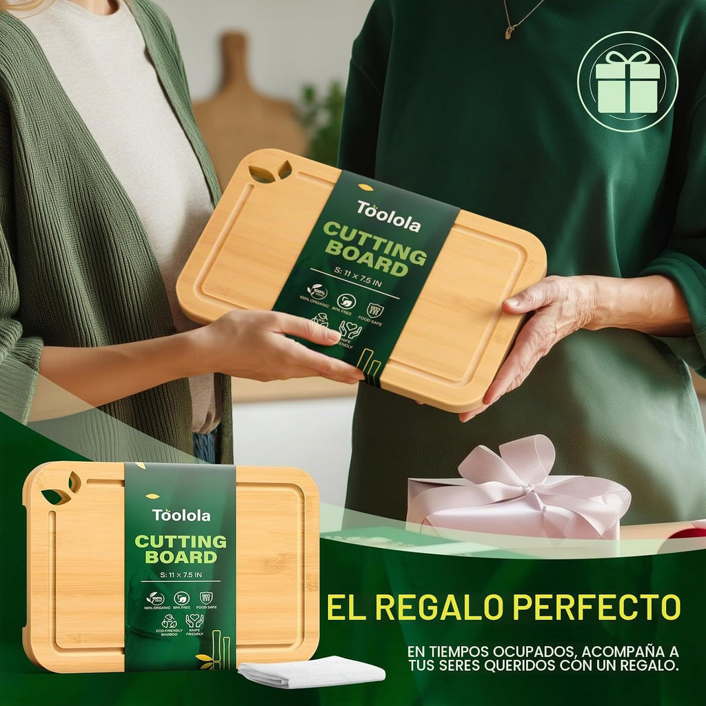 Toolola Tablas de cortar de bambú de 11 x 7.5 pulgadas para cocina...