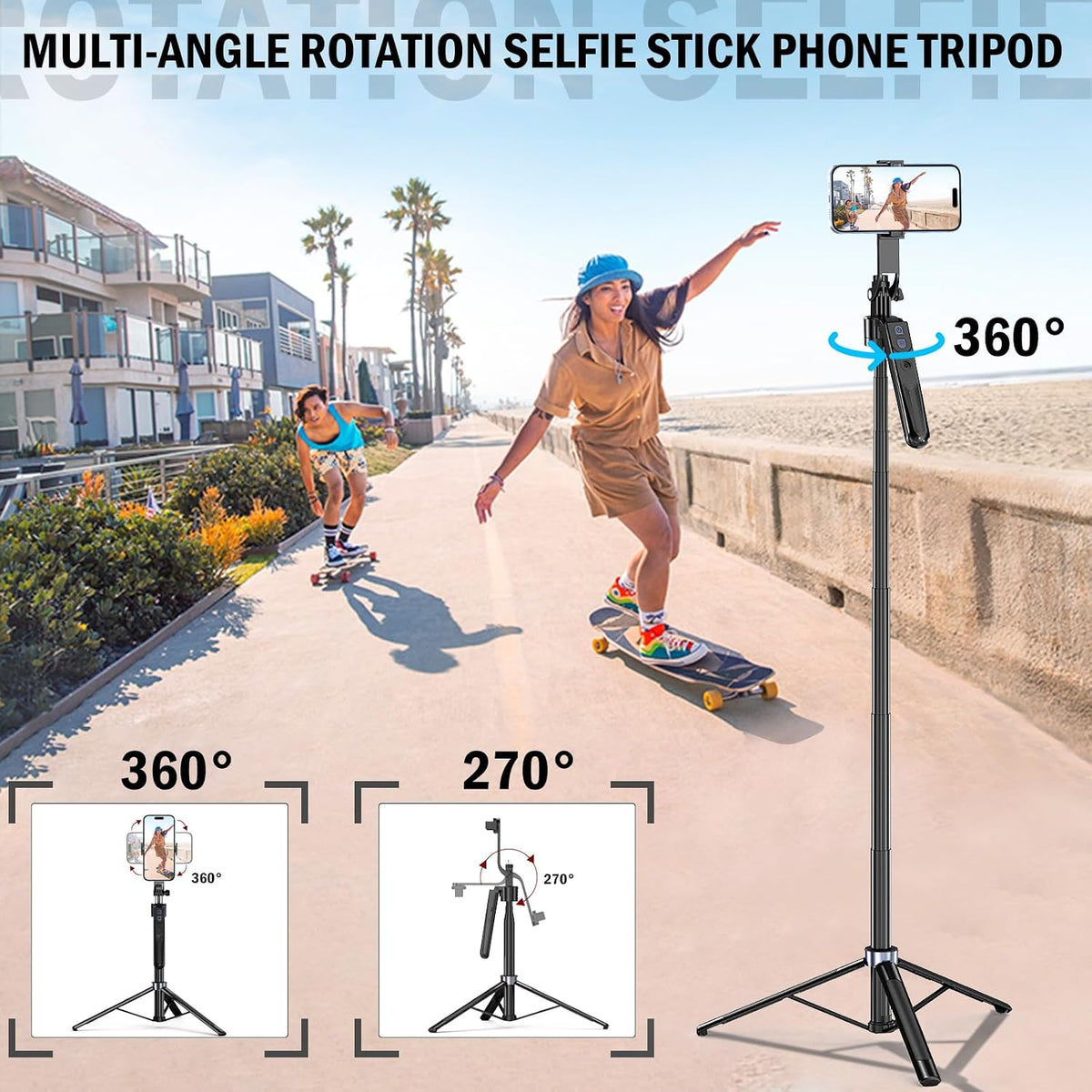 Trípode de seguimiento facial automático con rotación 360 con sopor...