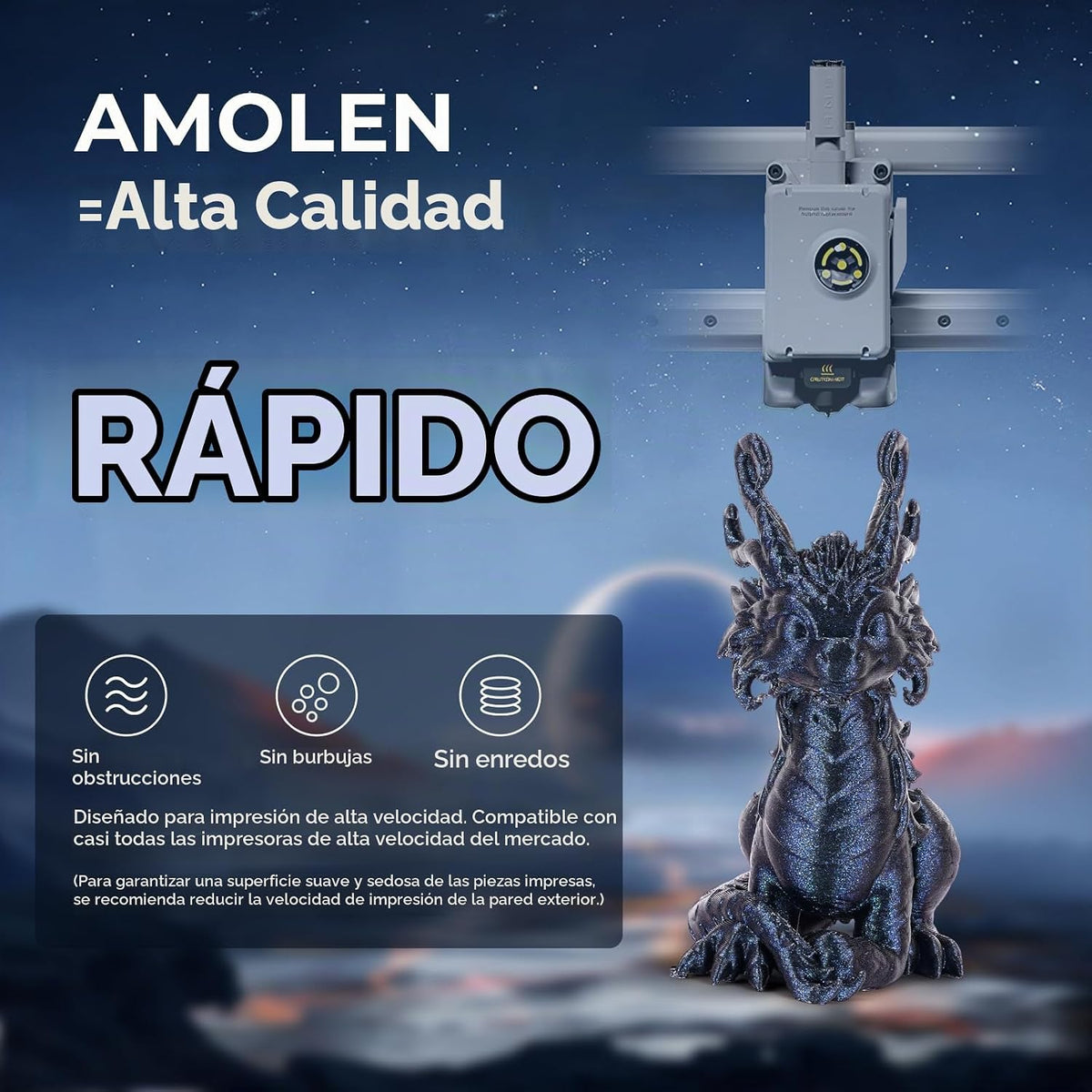 AMOLEN Filamento PLA para impresora 3D, filamento de impresión PLA...