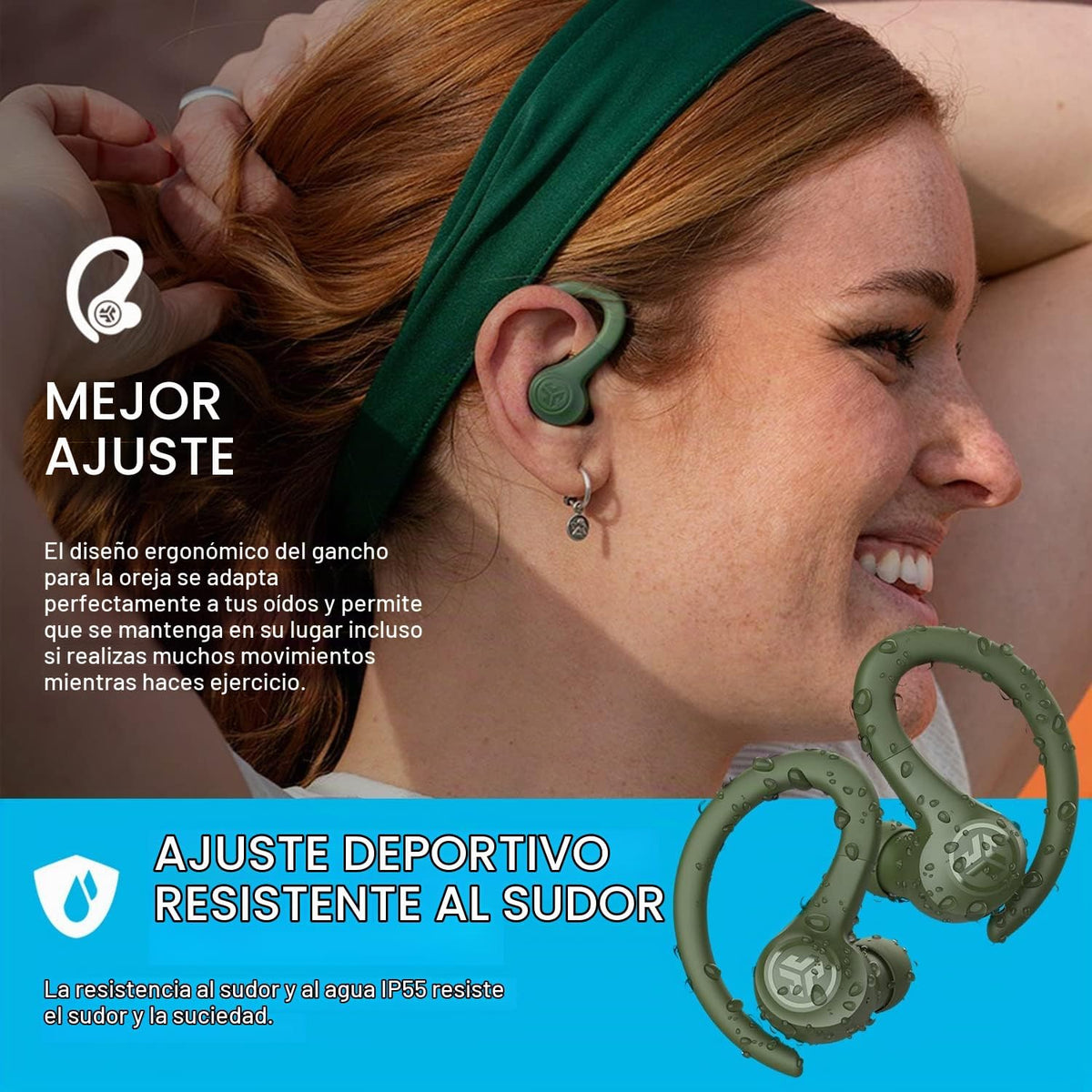 JLab Go Air Sport, auriculares de entrenamiento inalámbricos con ll...