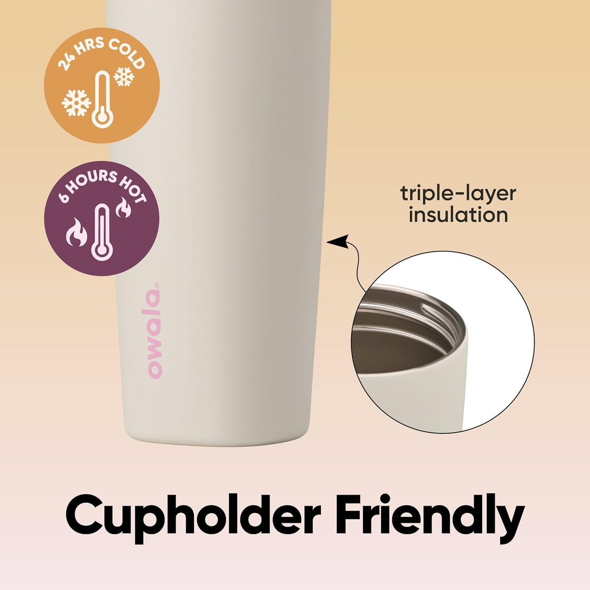 Owala SmoothSip Slider Vaso Térmico de Café de Acero Inoxidable Ais...