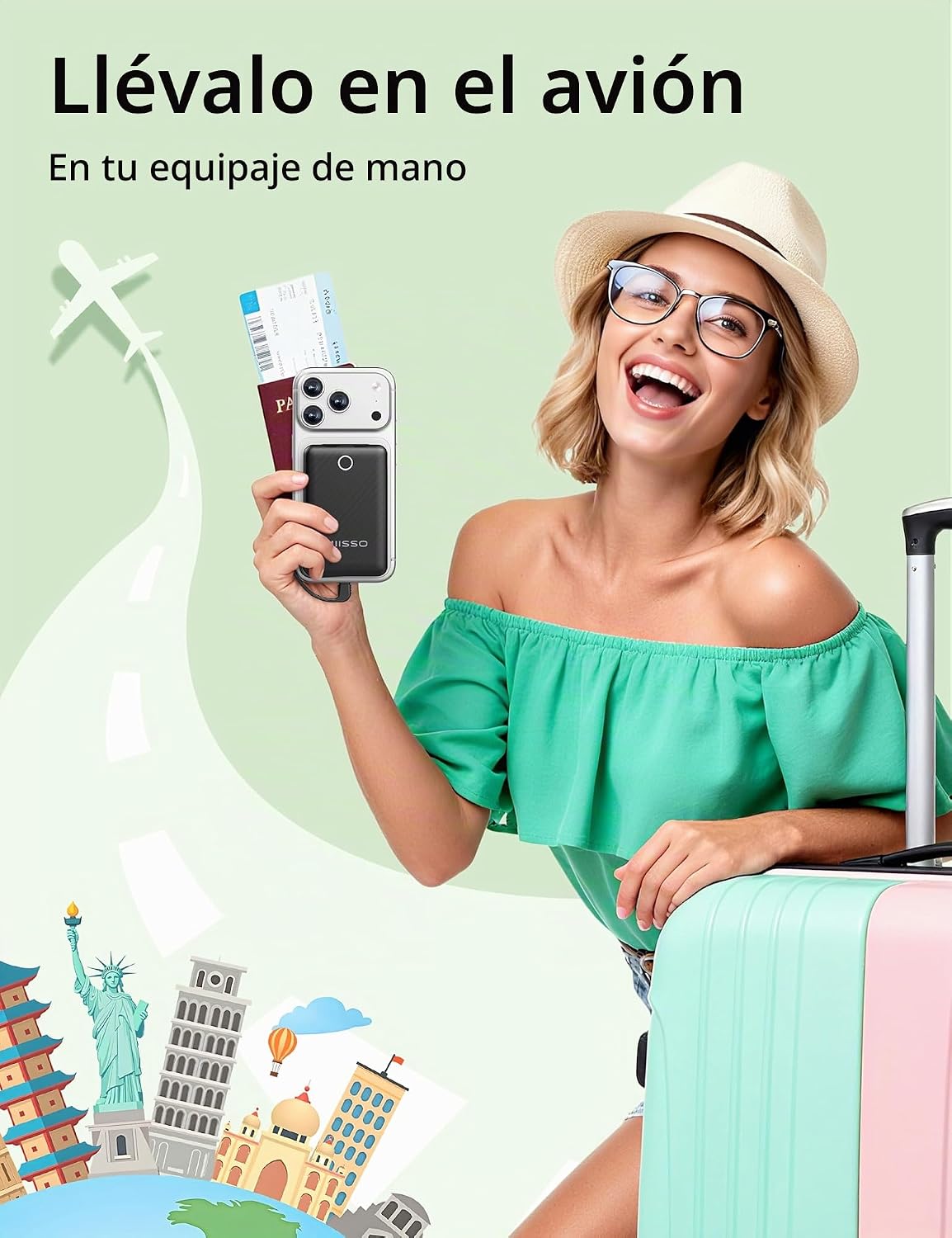 Mini cargador portátil de 10000 mAh con cable integrado, paquete de...