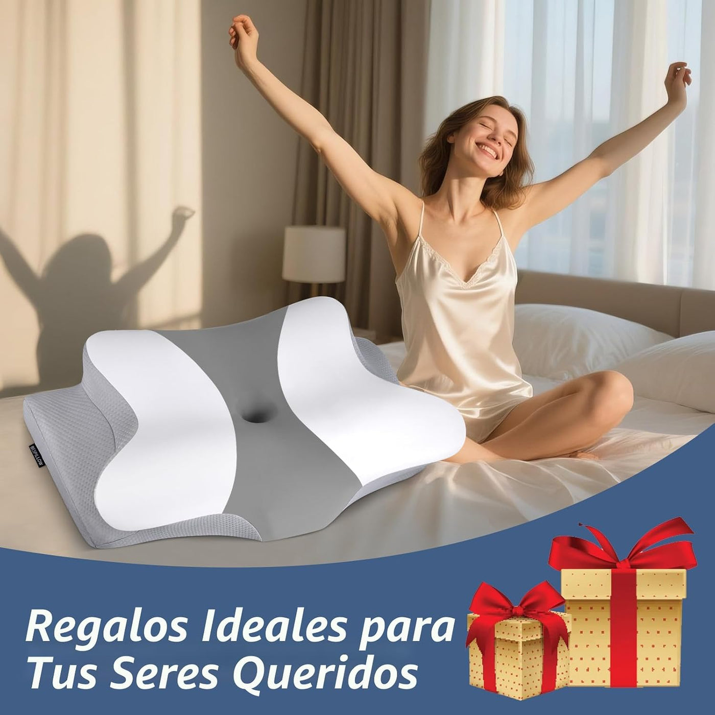 Cervicac Almohada cervical para aliviar el dolor, almohada ergonómi...