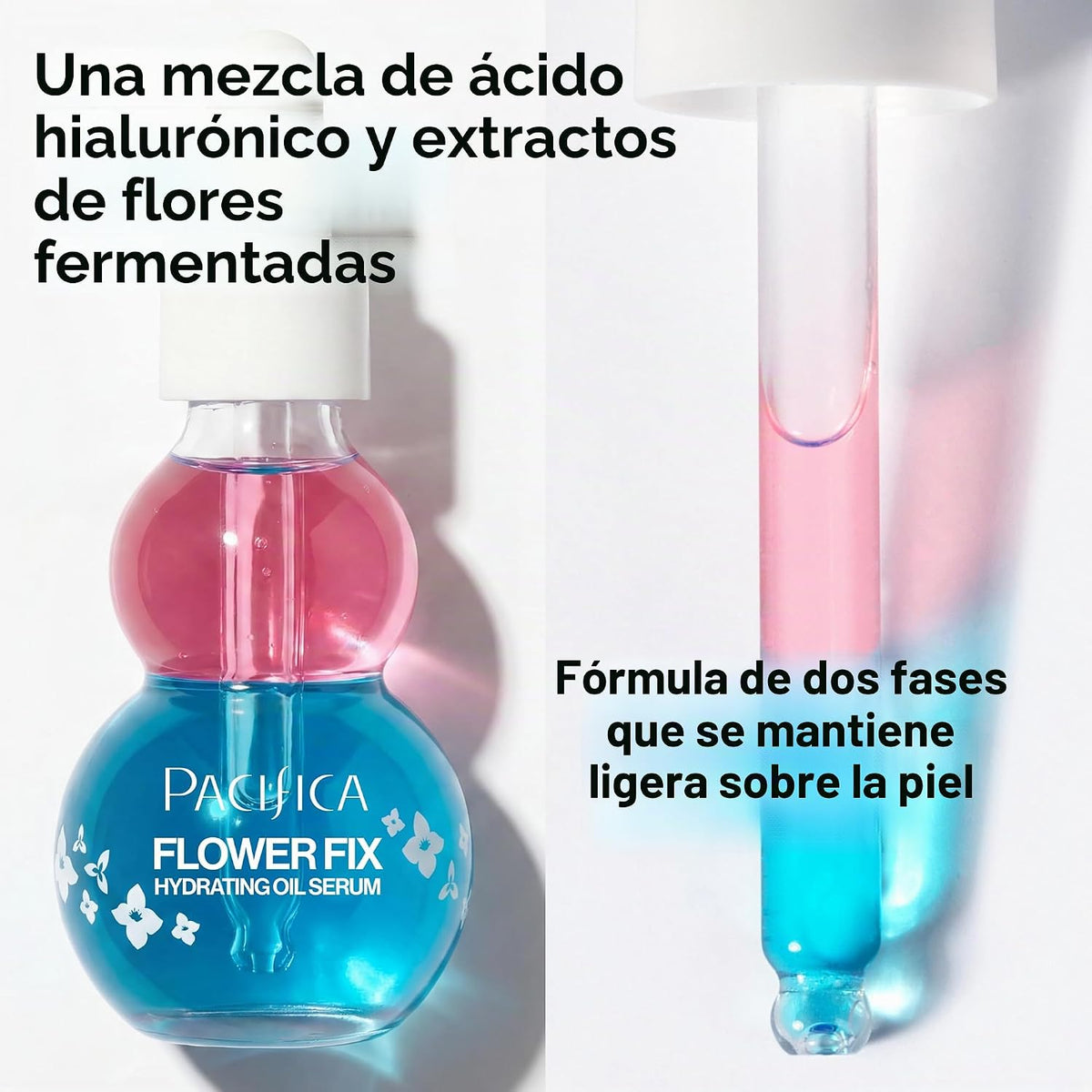 Suero de Aceite Facial Pacifica - Flower Fix Bi-Fásico Hidratante p...