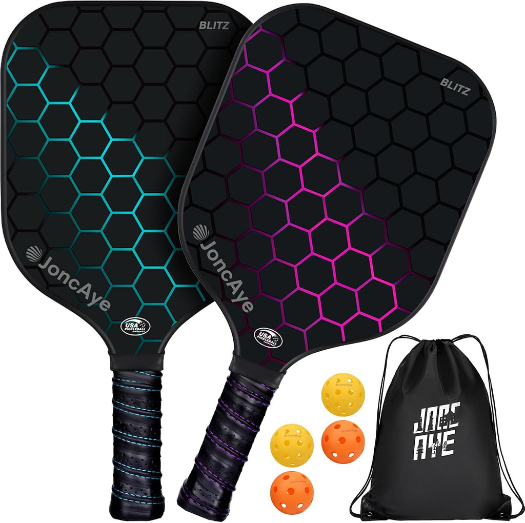 JoncAye Juego de 4 o 2 paletas de Pickleball, raquetas de fibra de...