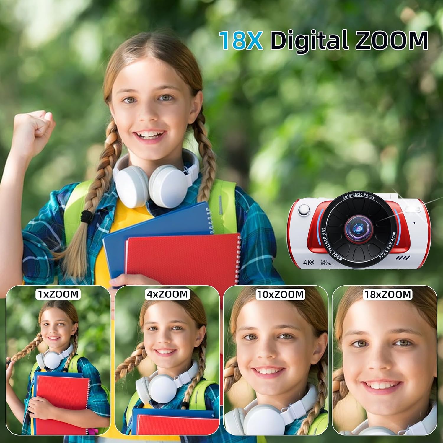 RAZPLYN - Cámara digital 4K para enfoque automático de fotografía,...