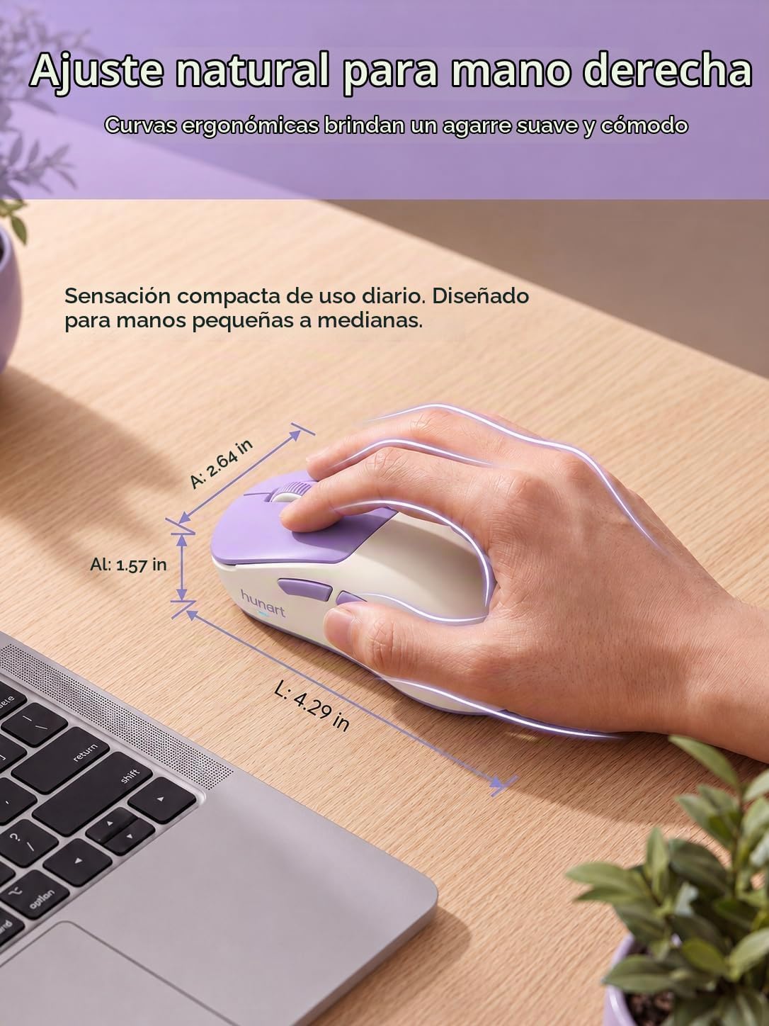 hunart Ratón inalámbrico H6 de 1.73 oz, Bluetooth y 2.4 GHz, carga...