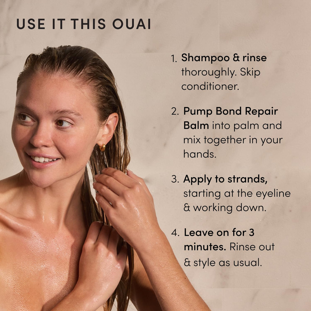 OUAI Bond Repair Balm, mascarilla capilar para cabello dañado, tama...
