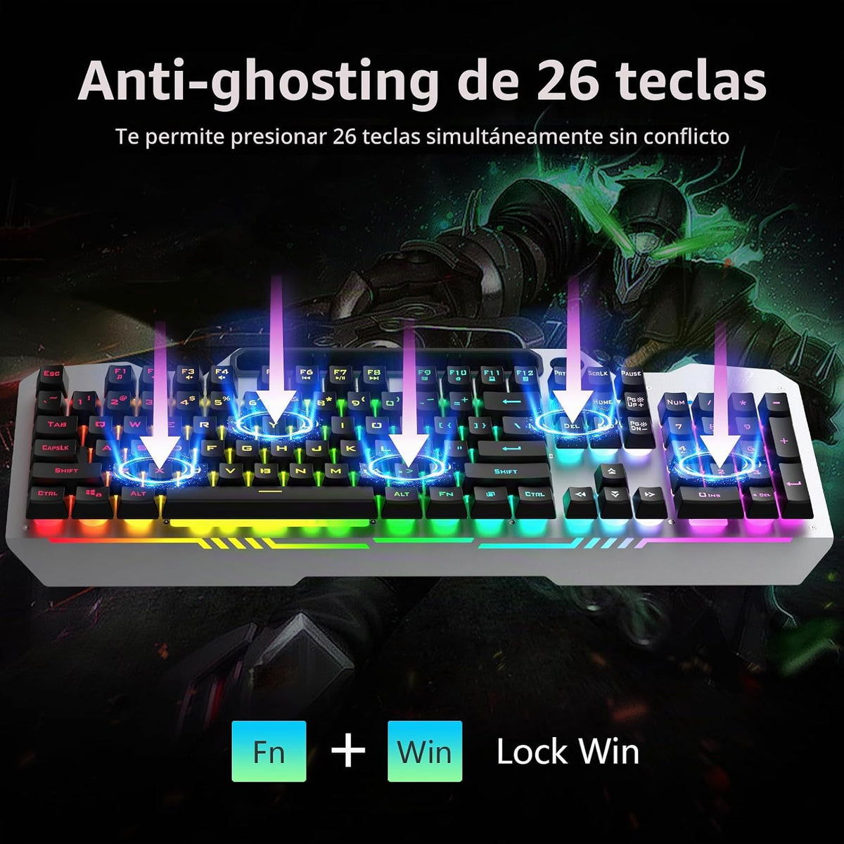 AULA Teclado, T102 Combo de teclado y mouse para juegos con 104 tec...