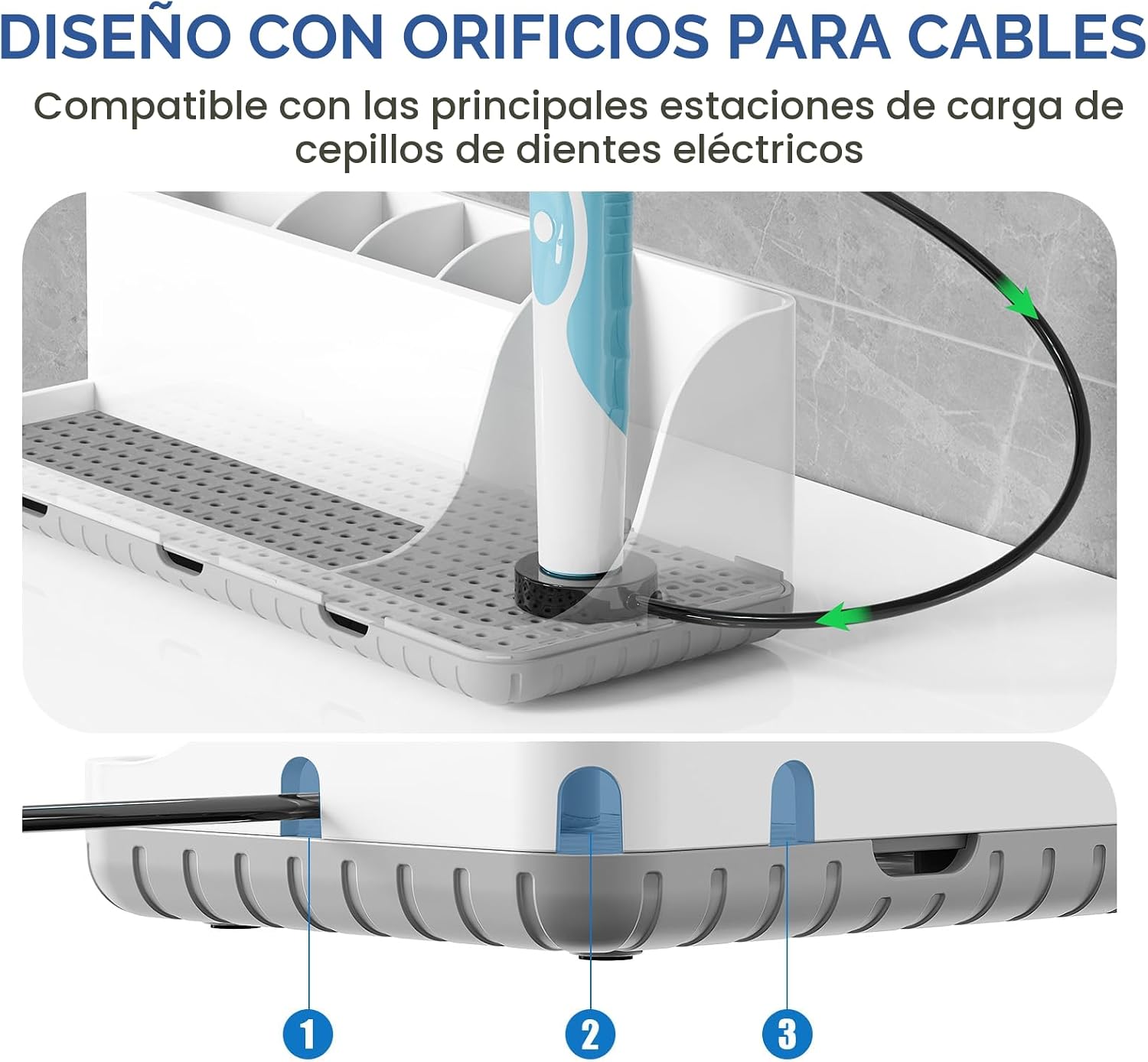 Organizadores y almacenamiento de mostrador de baño con 3 soportes...