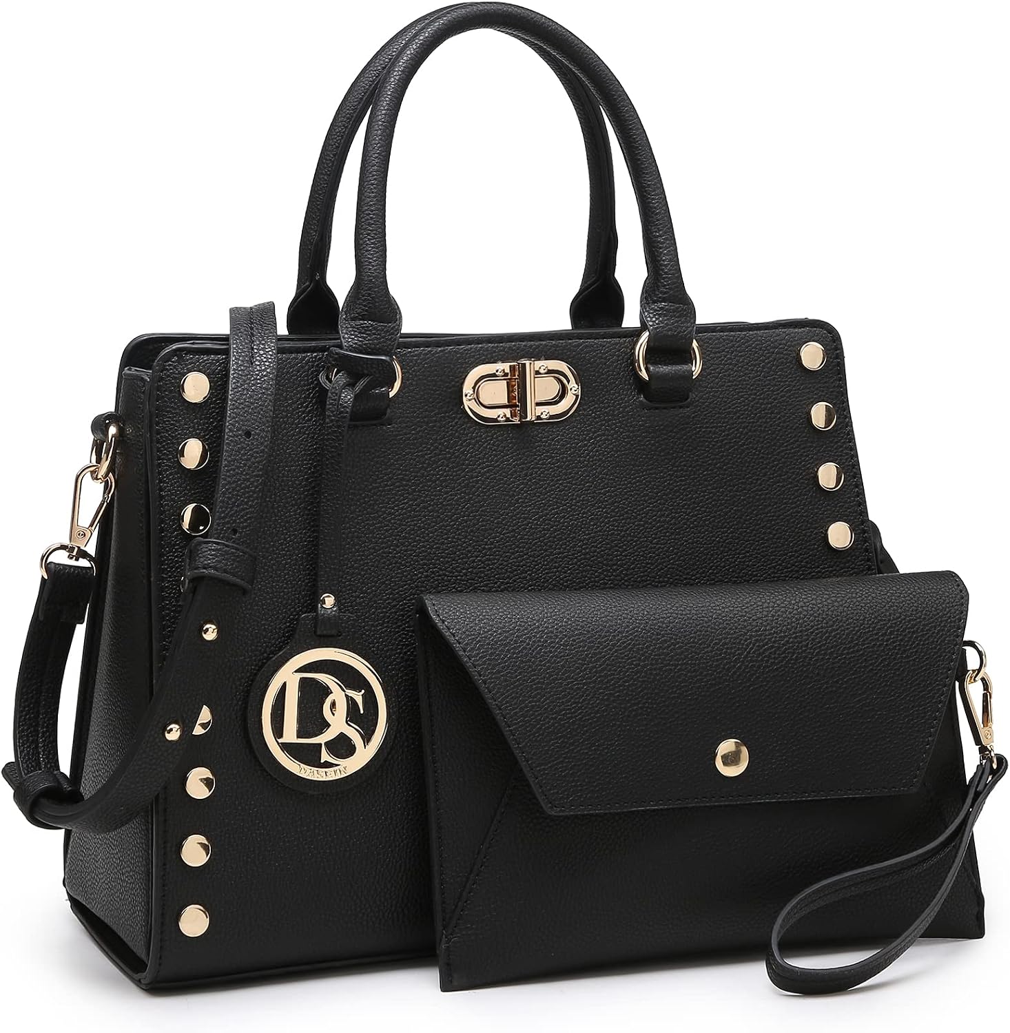 Dasein - Bolso de hombro tipo satchel, tamaño mediano, con asa superior, bolso de trabajo, con cartera a juego, set de 2 piezas