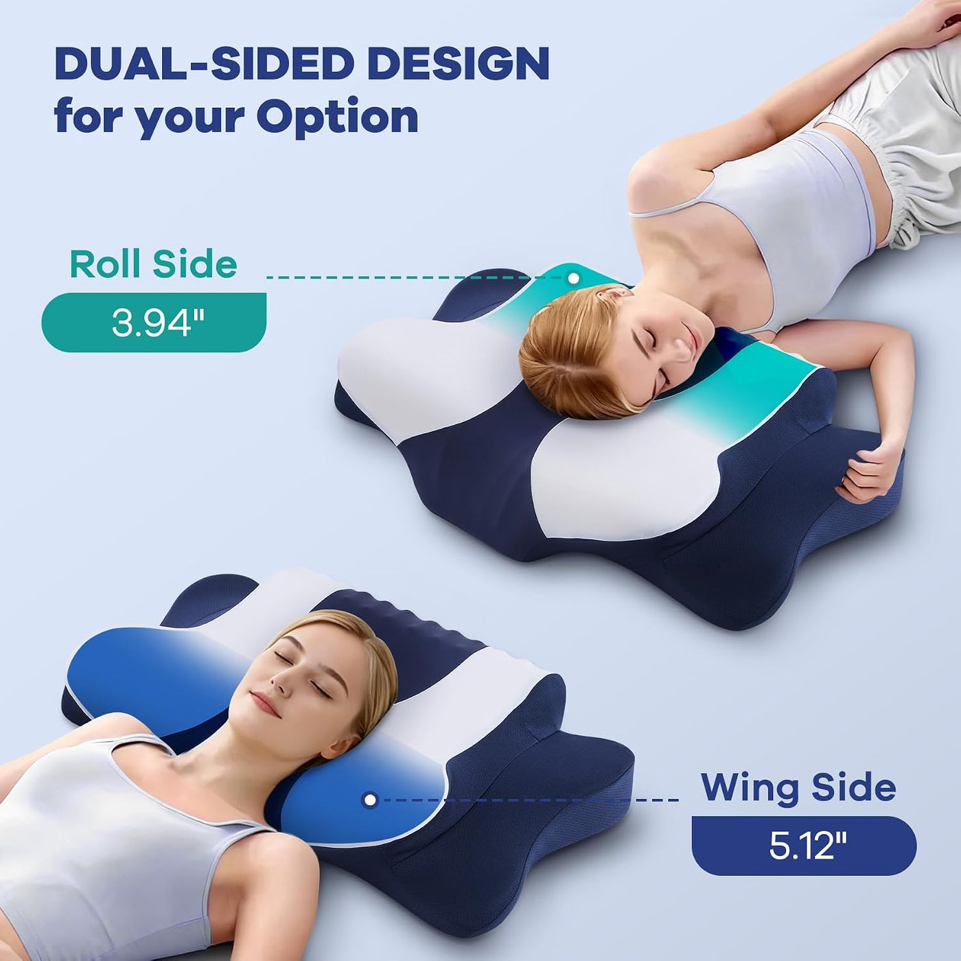 DONAMA Almohada cervical para dolor de cuello, almohada ergonómica...