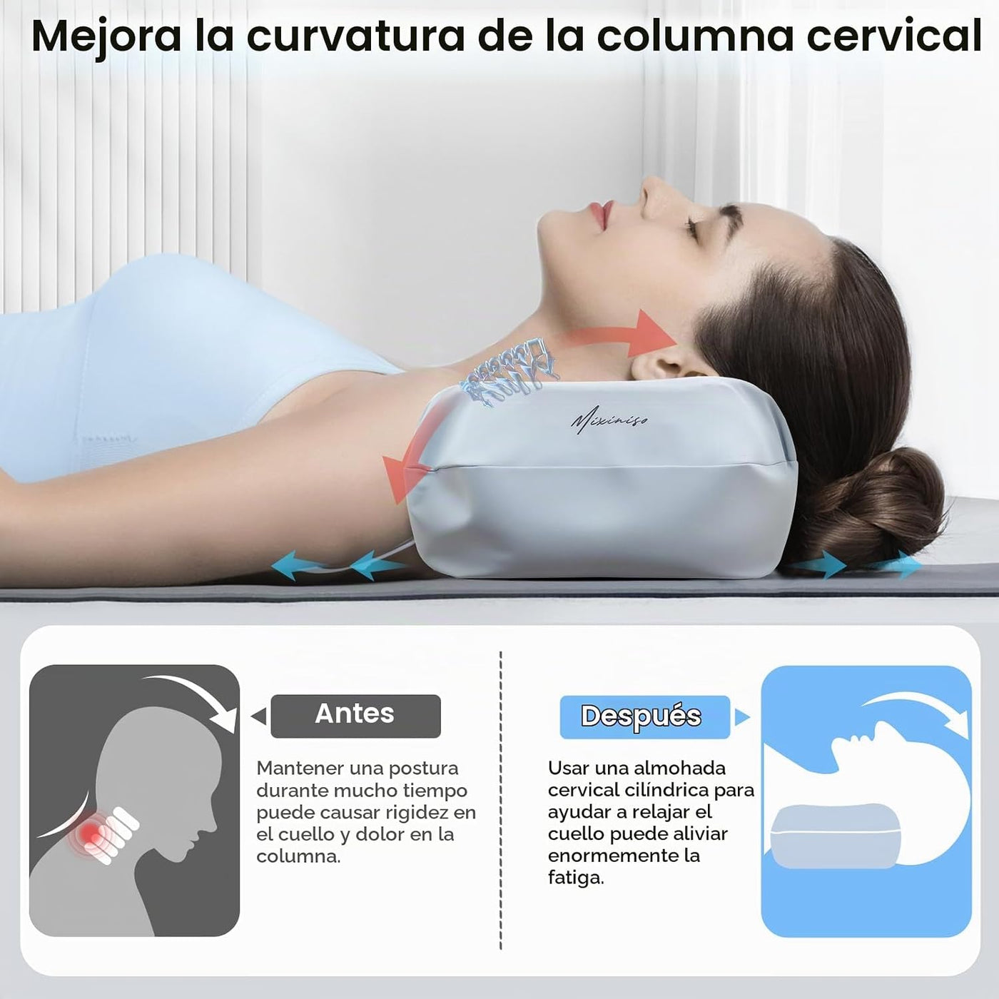 Mixiniso Almohadas cervicales para el cuello para aliviar la tensió...