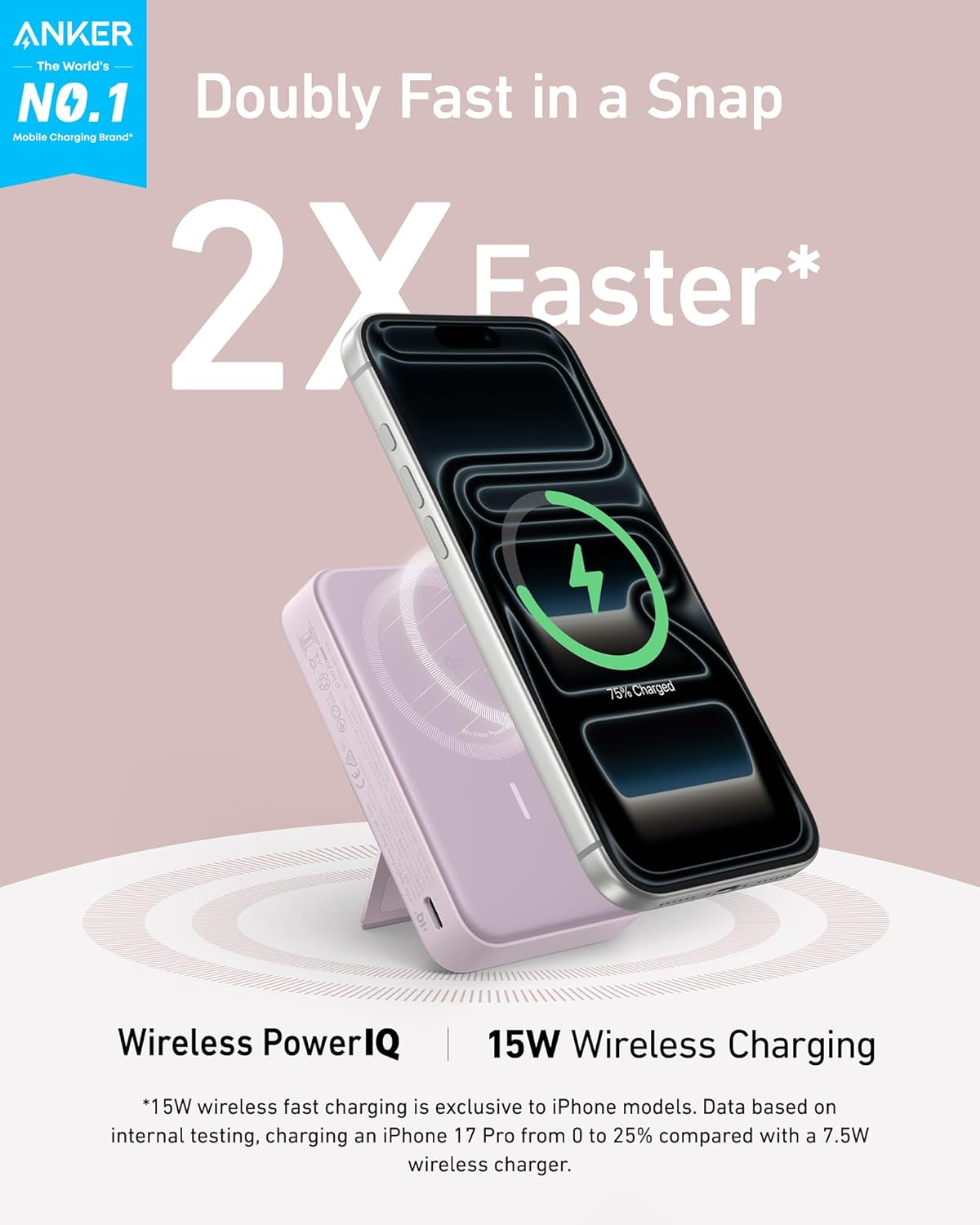 Anker MagGo Power Bank, cargador portátil máximo de 15 W con certif...