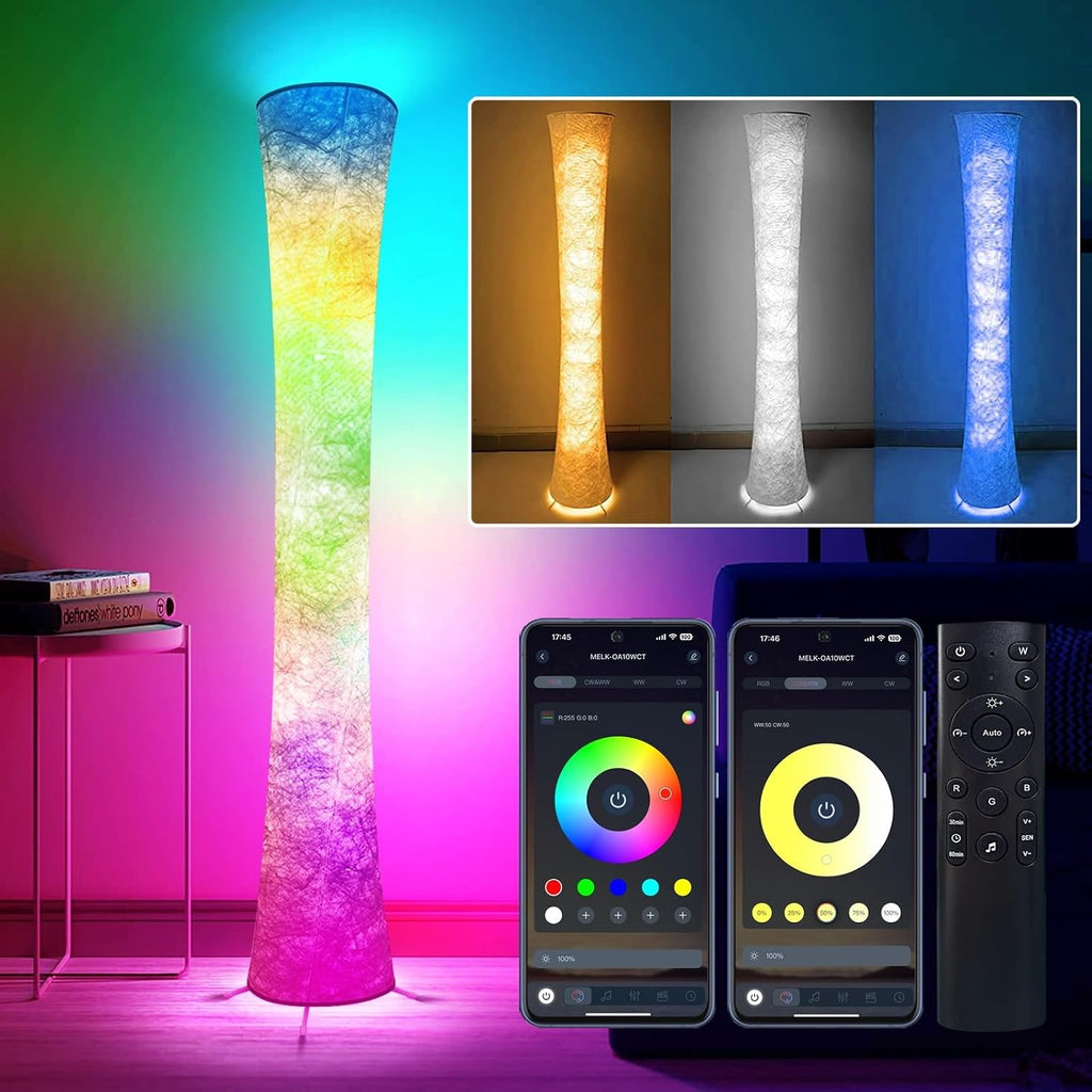 2 lámparas de pie, lámpara de esquina LED RGB inteligente de 61 pul...
