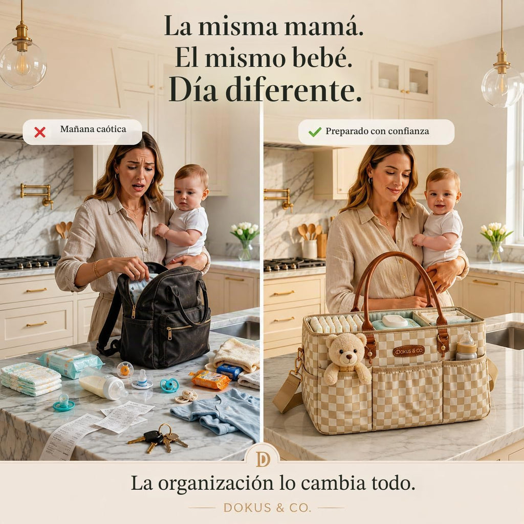 DOKUS &amp; CO Luxe - Bolso para pañales extragrande plegable para...