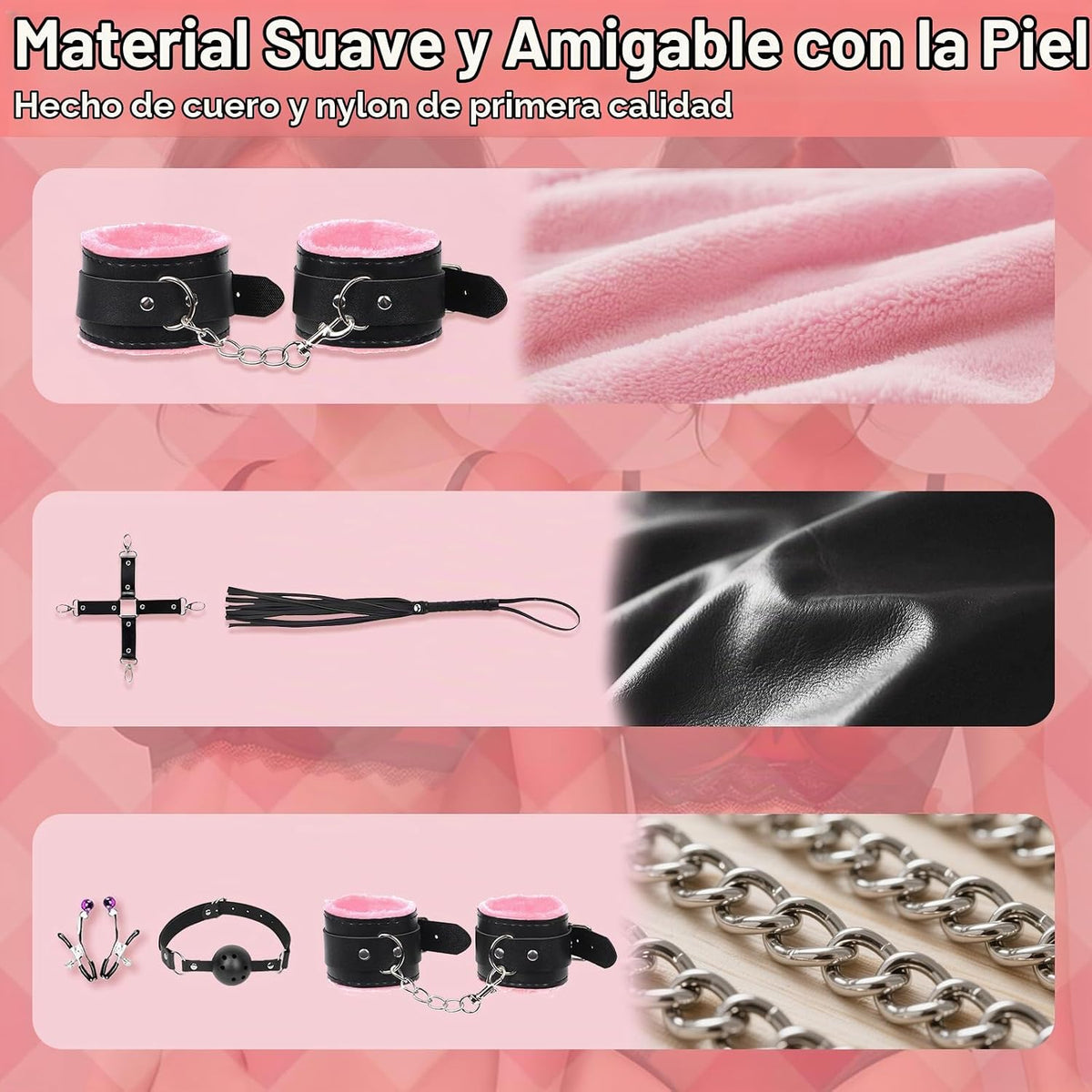 10 PCS Kits de Bondage Sexual BDSM con Restricciones, Esposas Fetic...