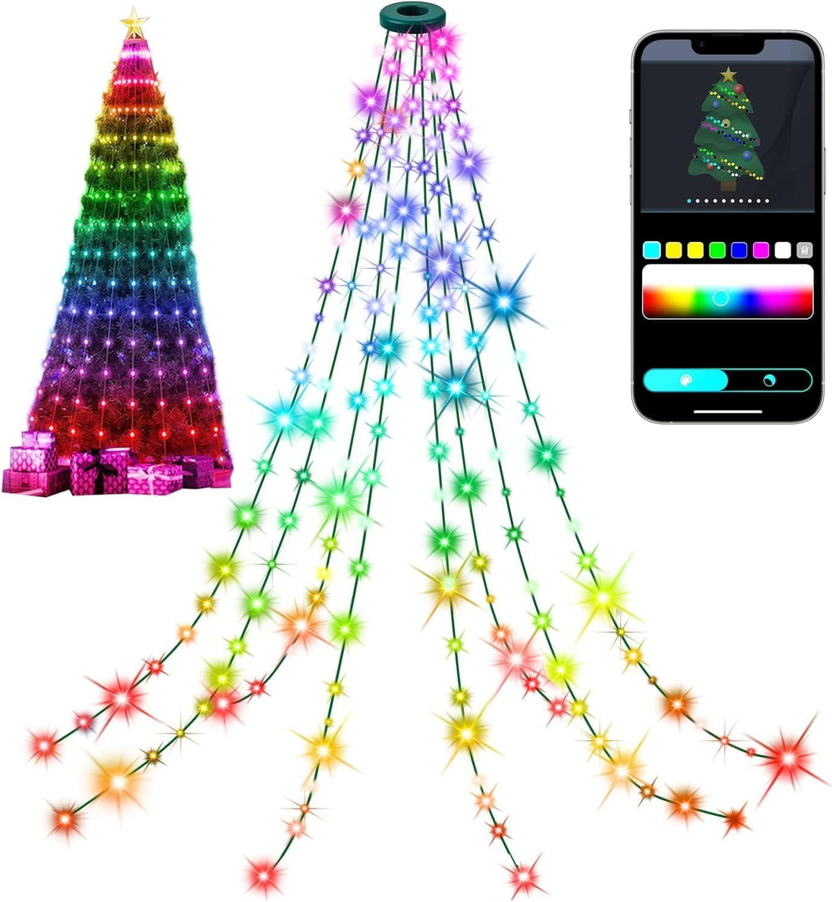 Luces inteligentes para árbol de Navidad, línea colgante de 6.5 pie...