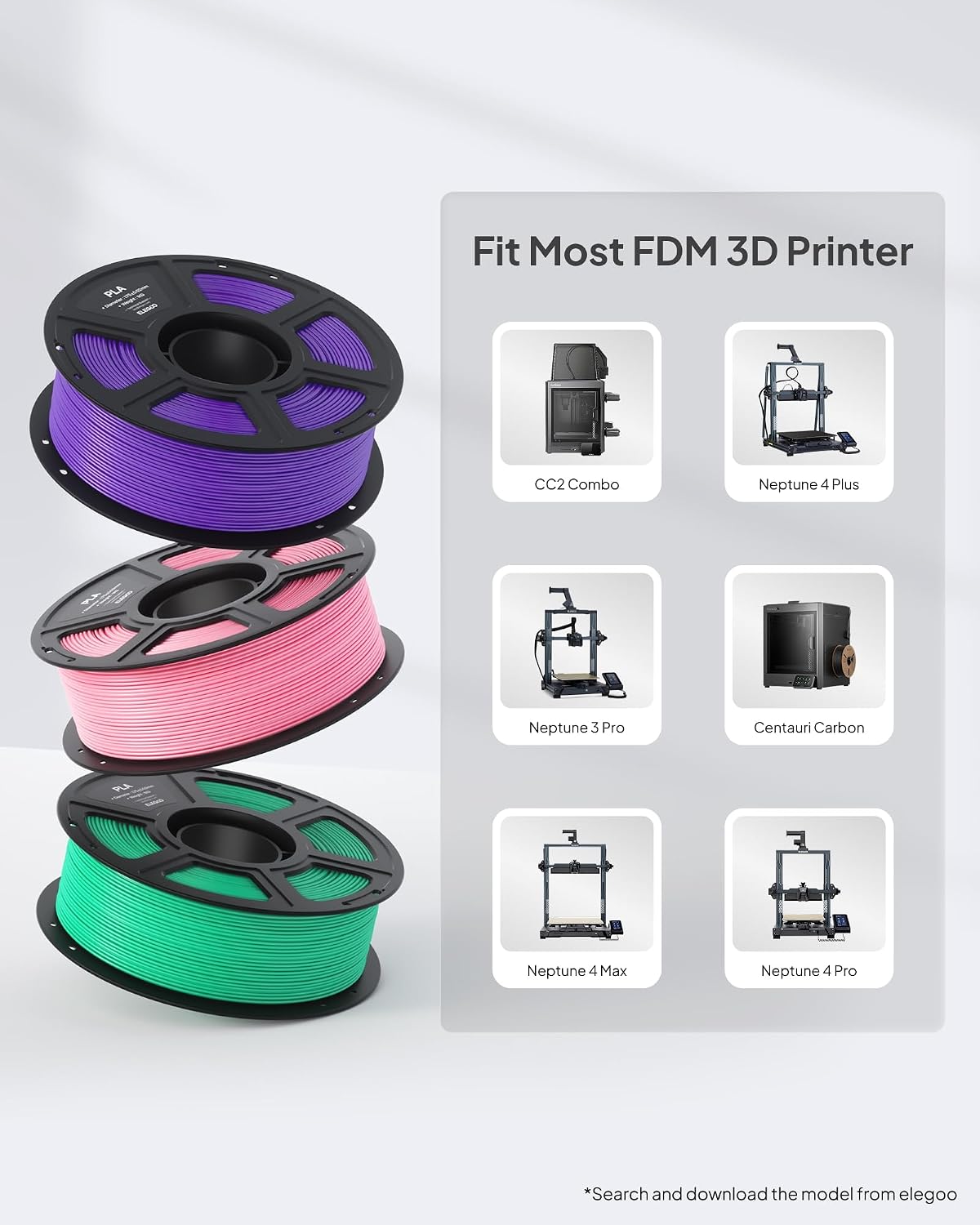 ELEGOO Filamento PLA 1.75mm Marrón 1KG, Filamento para Impresora 3D...