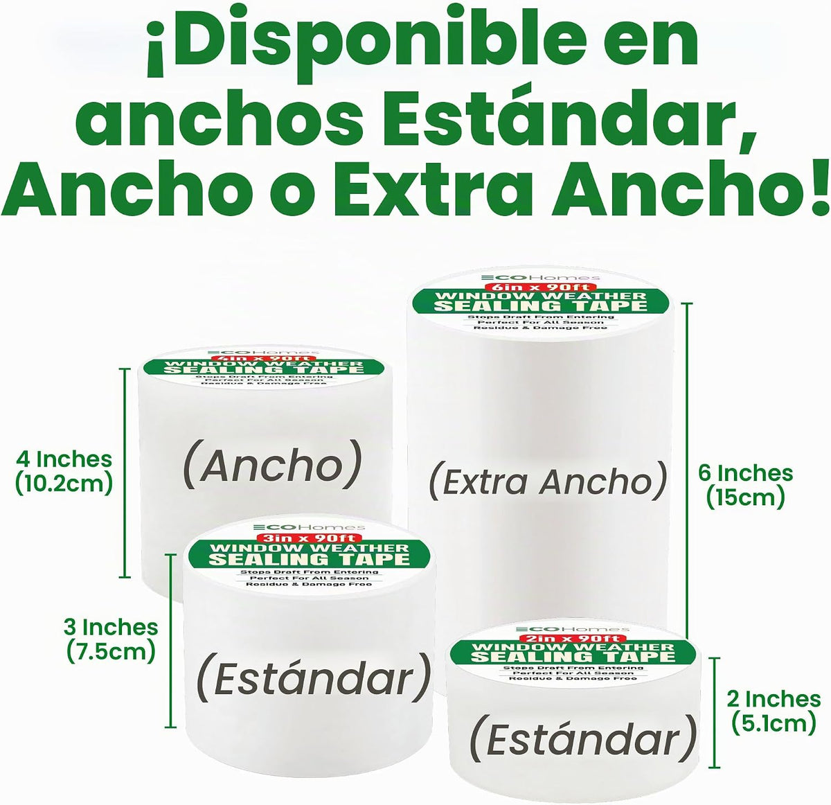 ECOHomes Cinta de sellado para ventanas (2 pulgadas de ancho x 90 p...