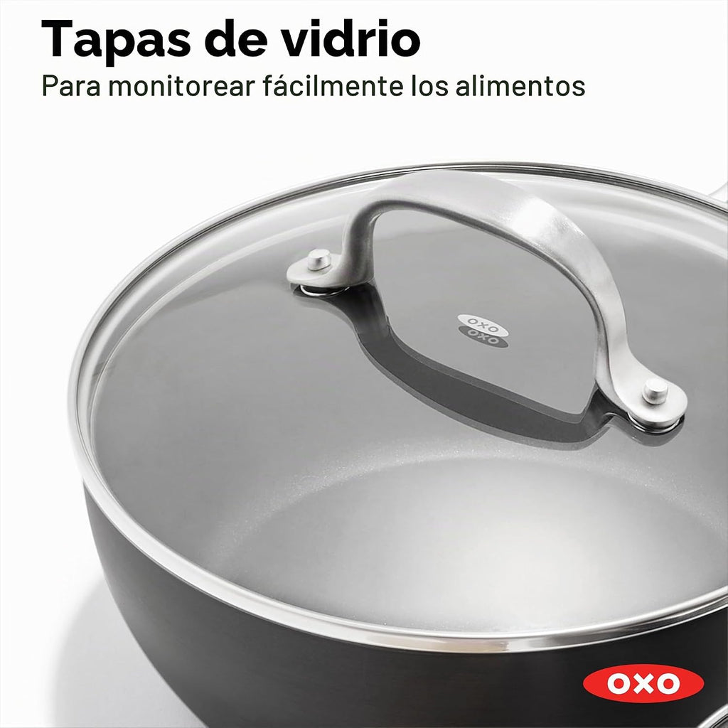 OXO Juego de ollas y sartenes mejoradas de 10 piezas, cerámica anti...