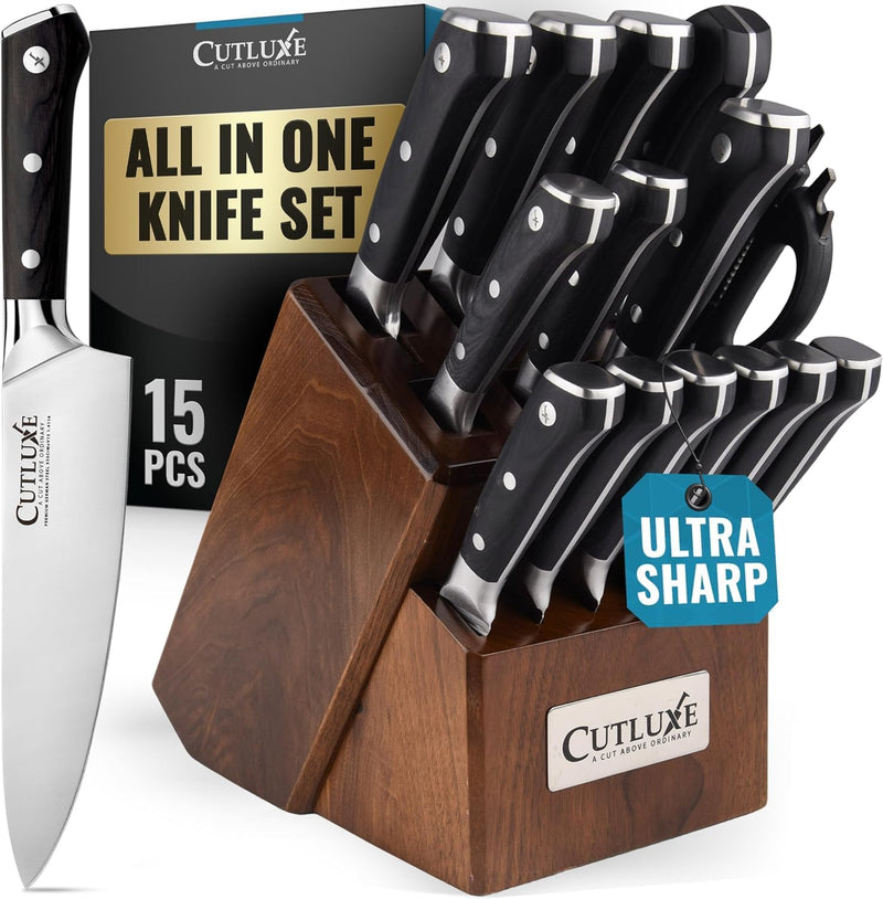 Cutluxe Juego de Cuchillos de 15 Piezas \u2013 Hojas de Acero Alemá...
