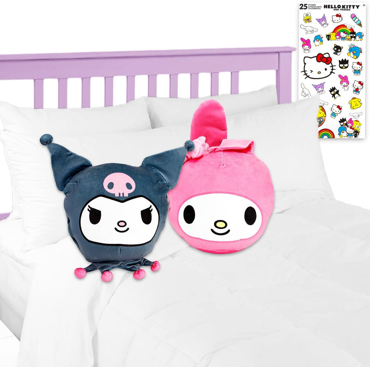 SANRIO My Melody and Kuromi - Paquete de 2 almohadas con cojines de...