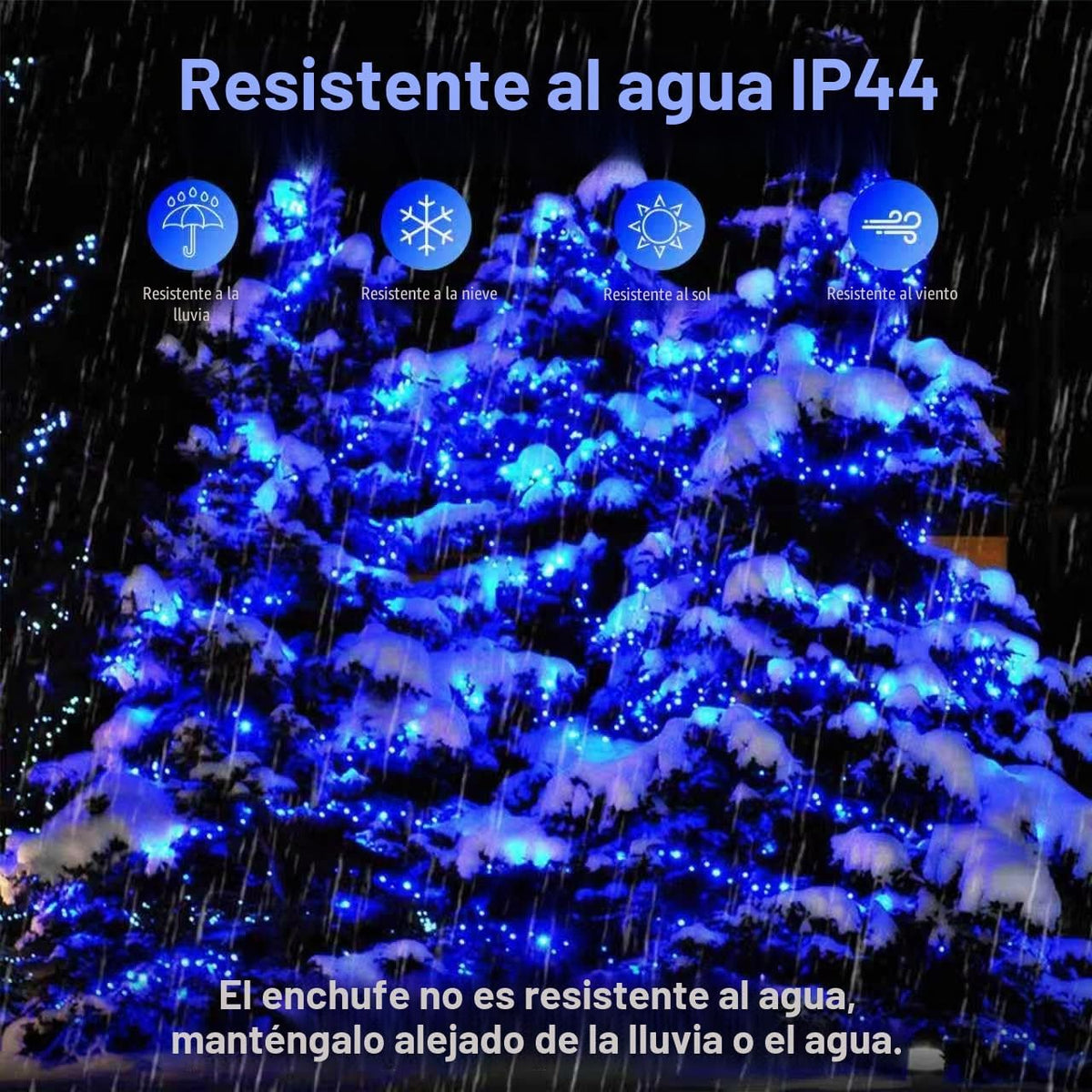 La secuencia azul conectable de la Navidad de 75,8 pies 200 LED enc...