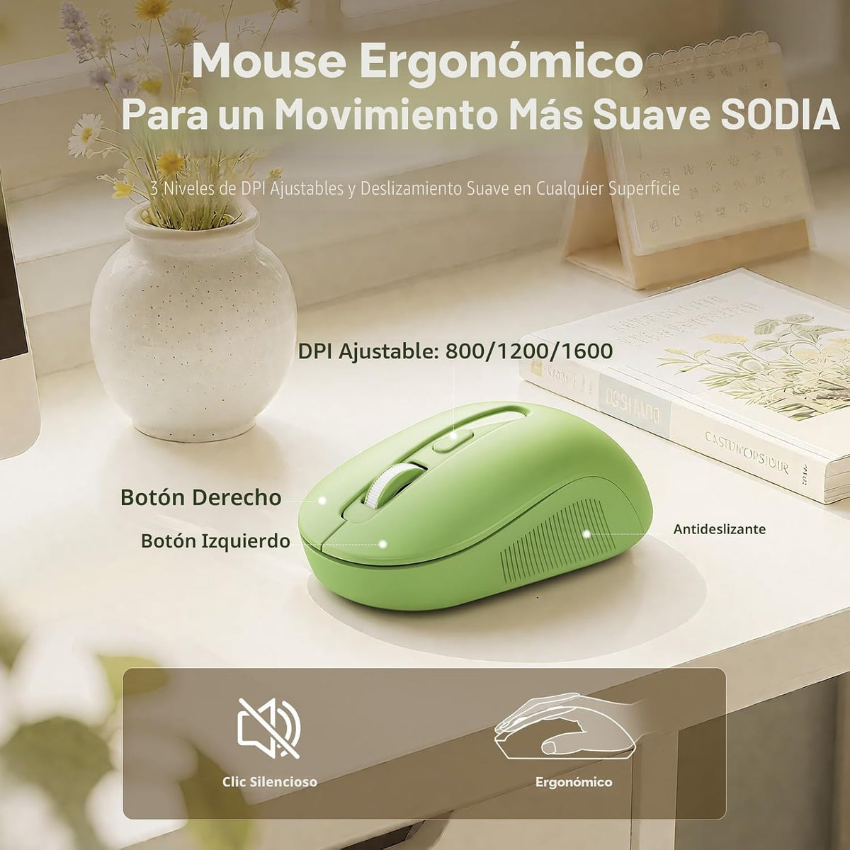 Combo de teclado y mouse inalámbricos, teclas redondas, reposamuñec...
