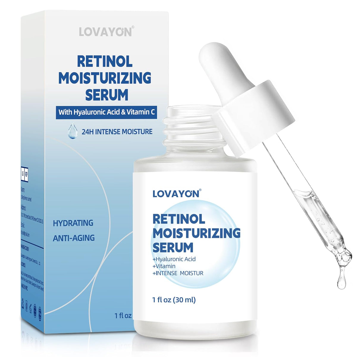 LOVAYON Suero de retinol para rostro con ácido hialurónico y vitami...
