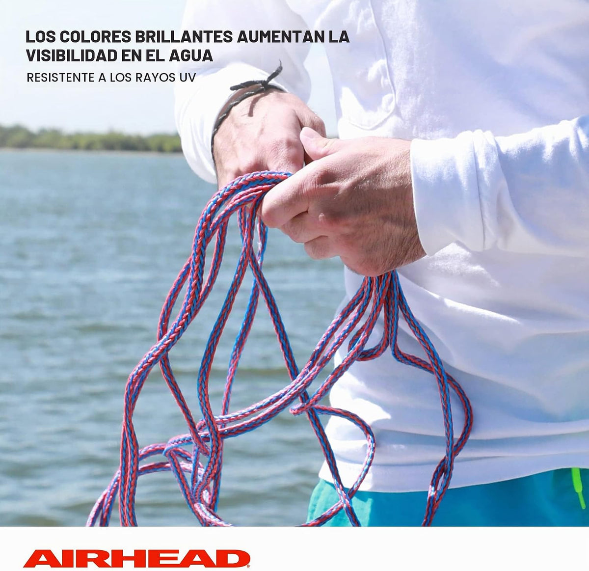 Cuerda de esquí acuático Airhead con mango de goma, 1 sección, 75 pies