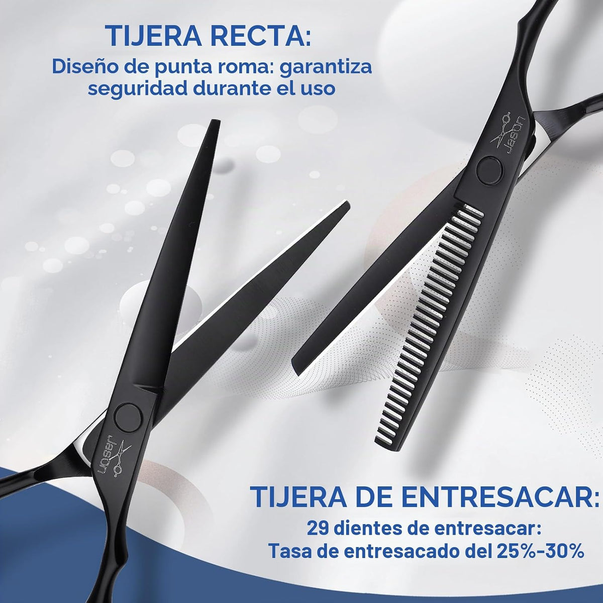 Juego de tijeras de corte de pelo JASON - kit profesional de 10 pie...